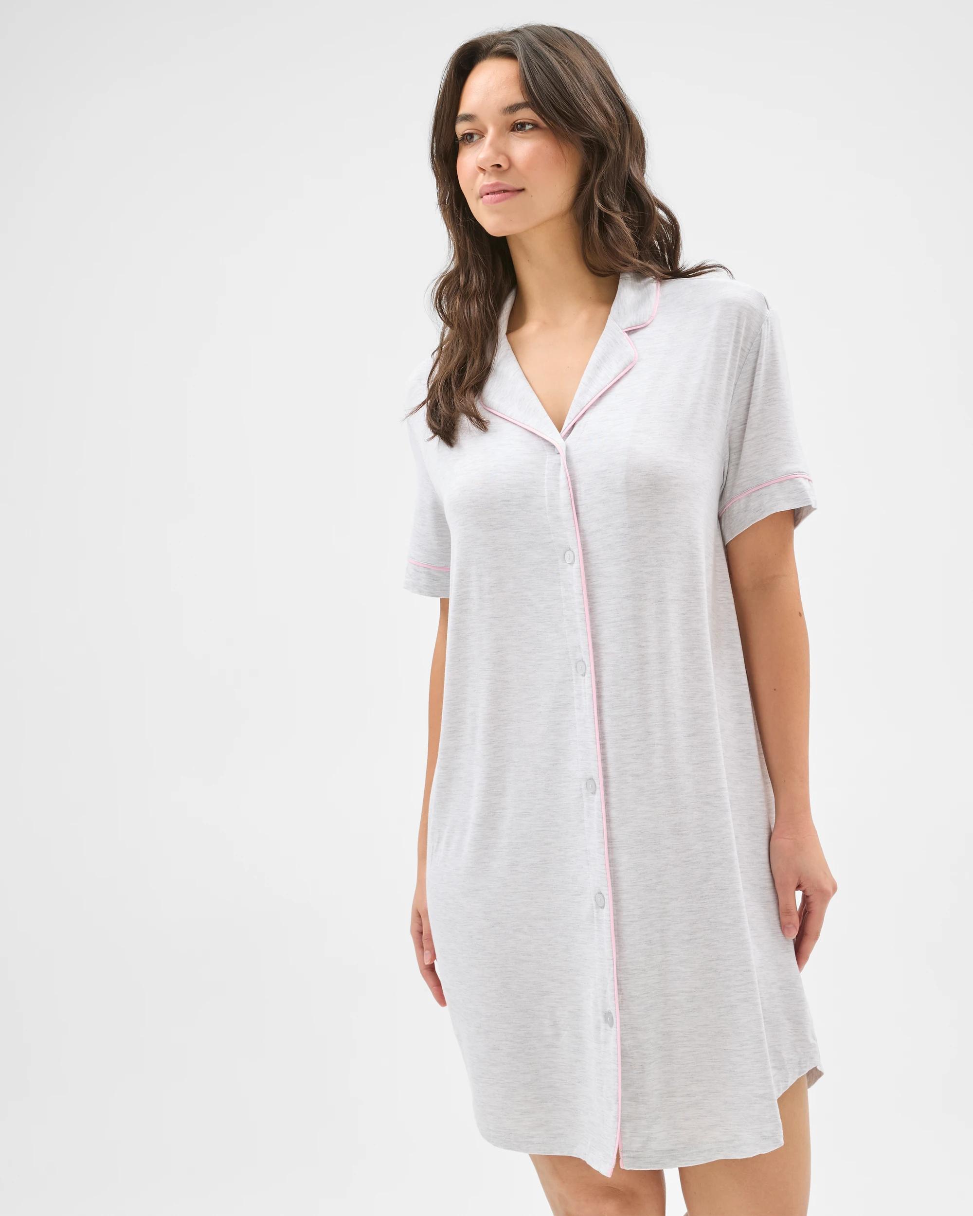 1 Target Woman Bamboo Short Sleeve Nightshirt GREY FAIRYTALE, 1 of 7