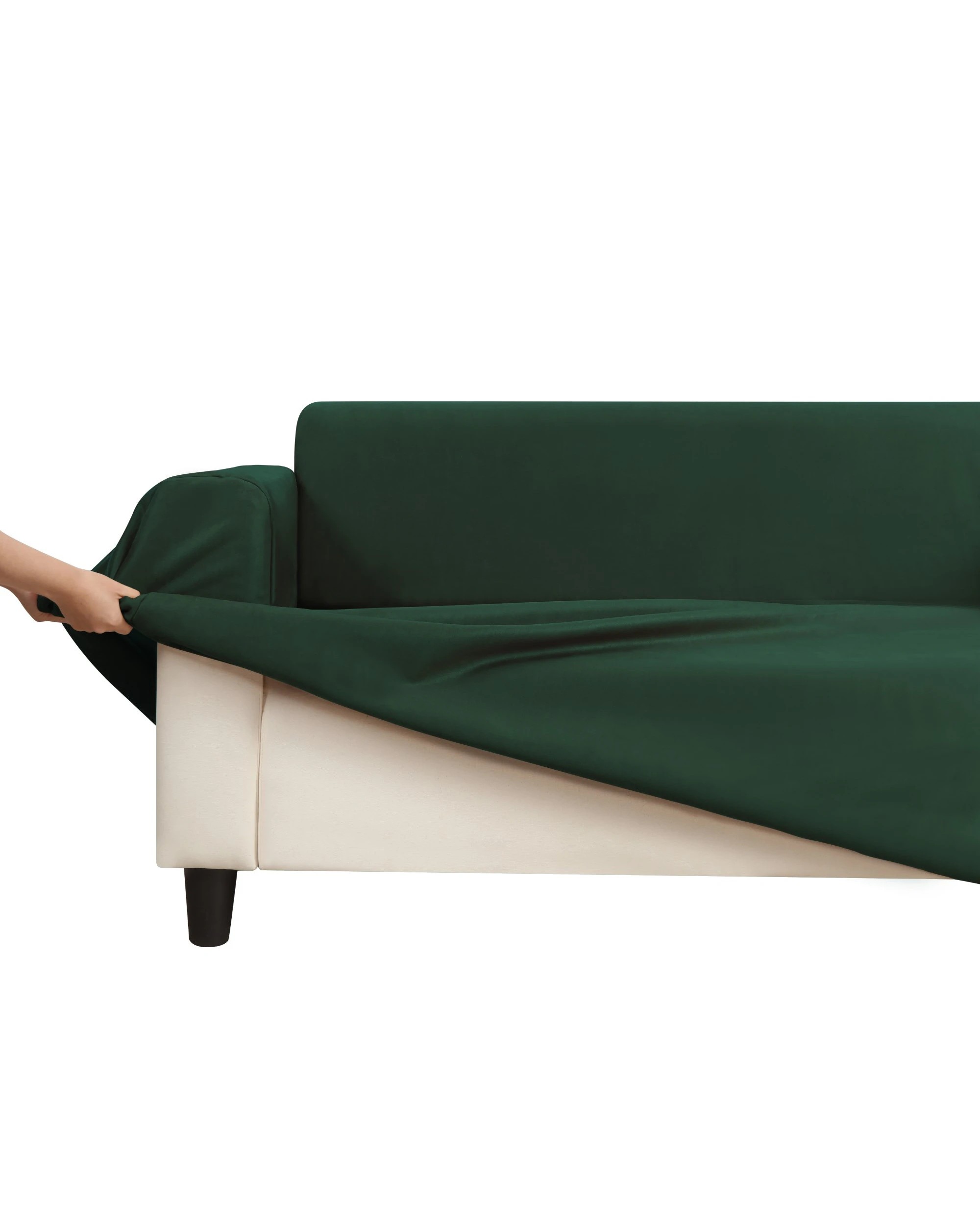 1 Sherwood Home Premium Faux Suede 3 Seater Couch Sofa Cover - Forest Green, 1 of 6