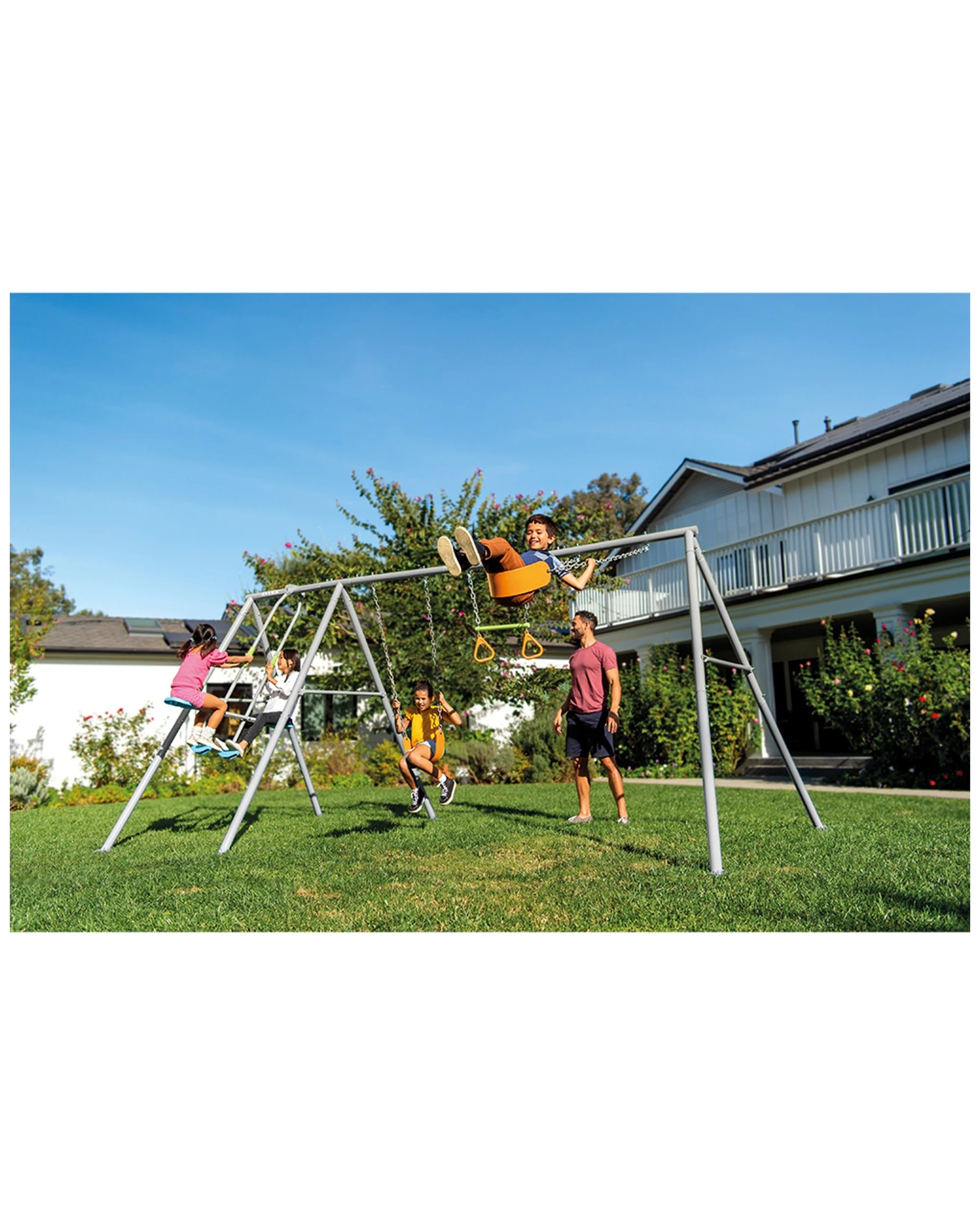 5 Intex Four Feature Steel Swing Set With Glider And Trapeze For Kids 3 Years Plus - Grey, 5 of 7