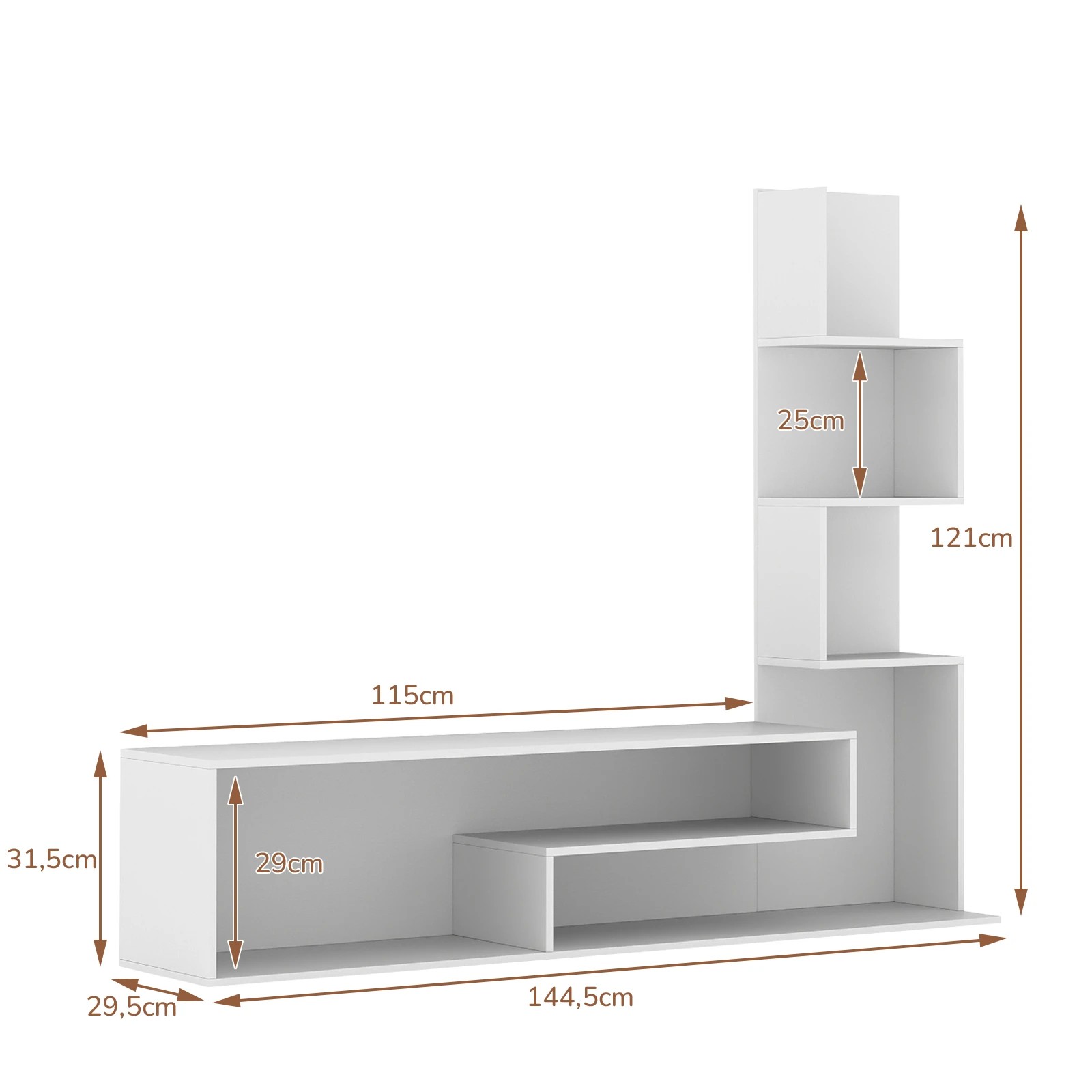 3 Costway TV Cabinet Entertainment Unit Cube TV Stand for TVs up to 50” w/L-shaped Storage Shelves, 3 of 4