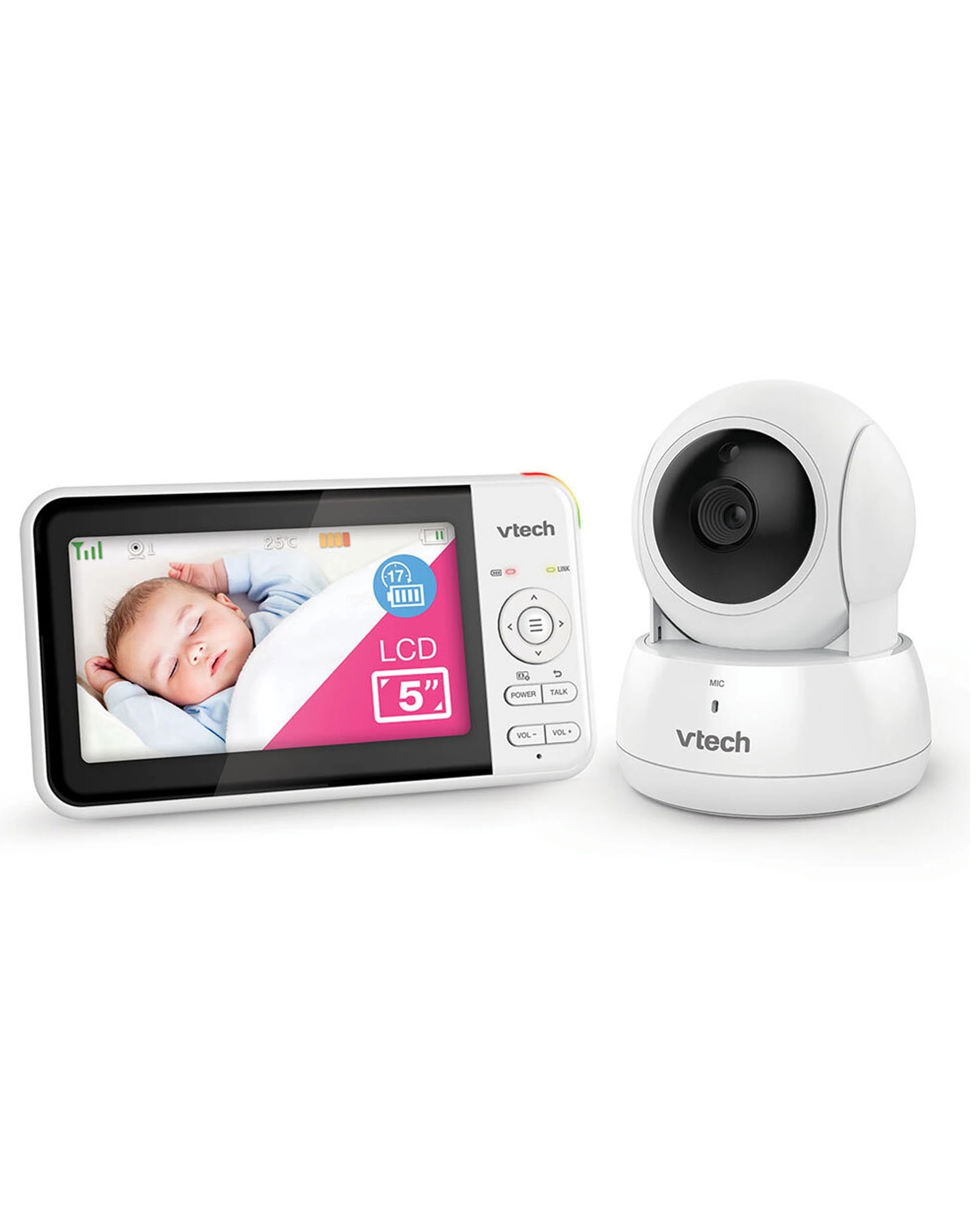 1 Vtech Bm5550au Pan & Tilt 13cm Full Colour Video & Audio Baby Monitor - White, 1 of 3