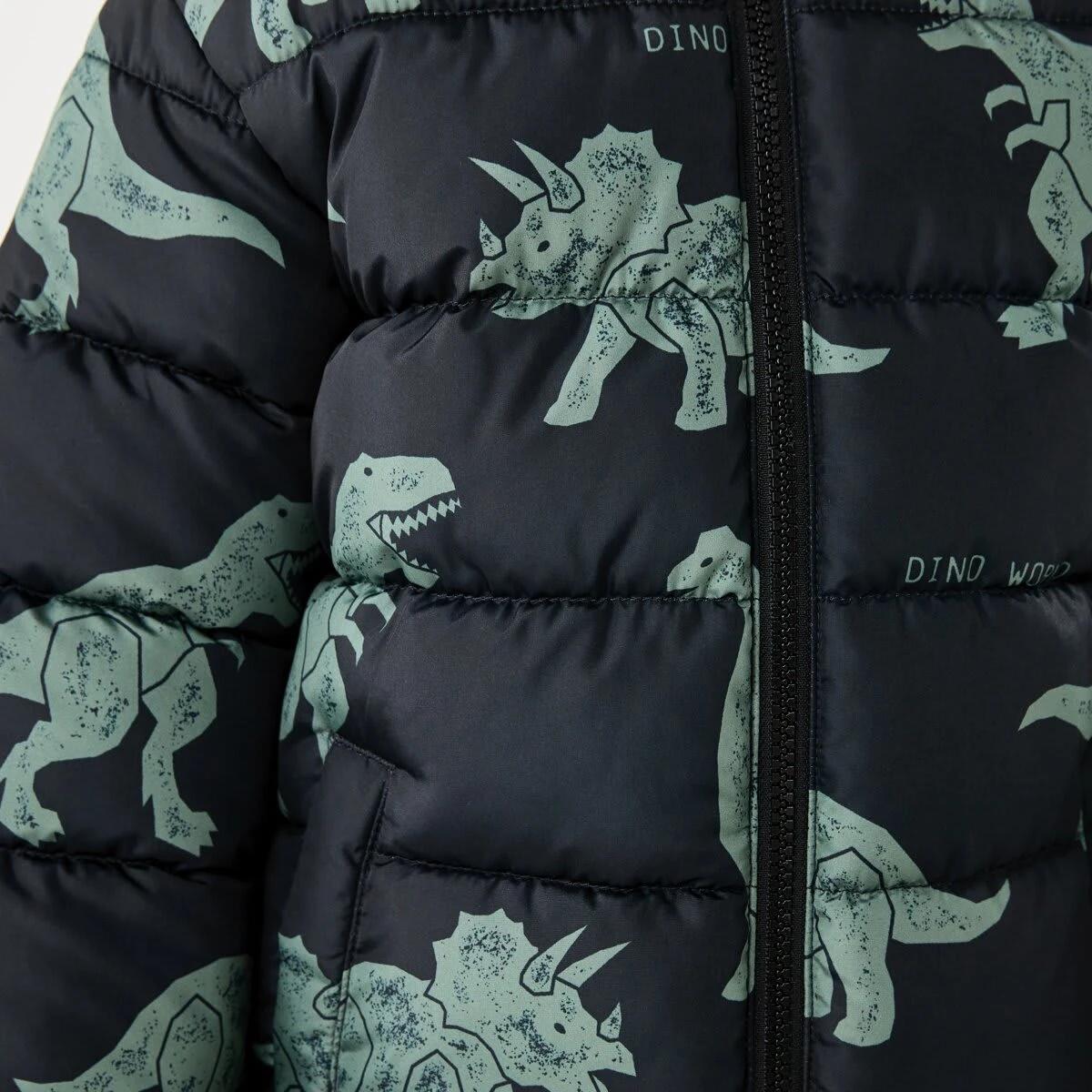 5 Printed Puffer Jacket Blk Dino, 5 of 10