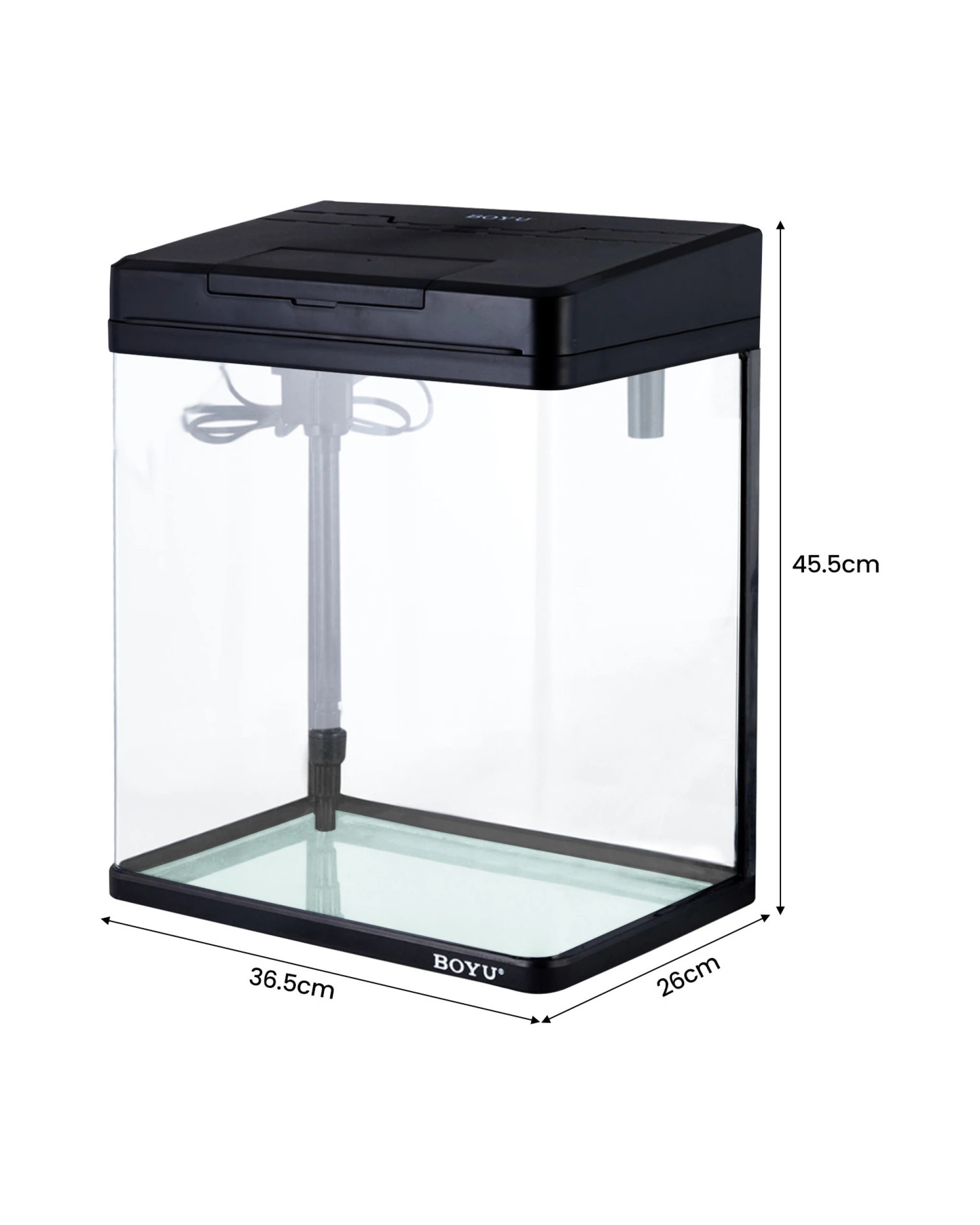 3 BOYU 21L Complete Aquarium Kit With Bio Filter System LED Kit Curved Design - Black, 3 of 4