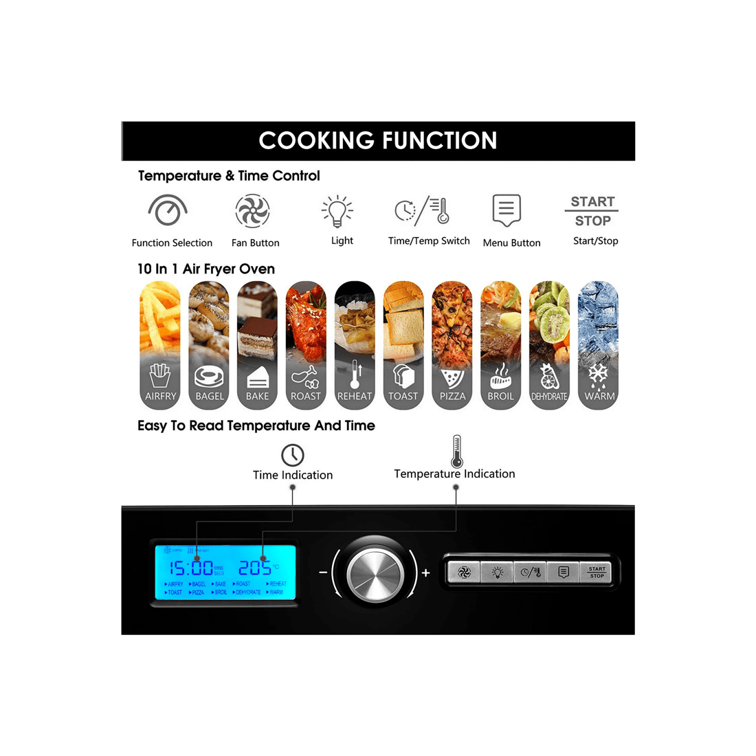 10 TODO 18L Air Fryer Oven Grill 1550W Rotisserie Fan Forced Dehydrator Toaster, 10 of 10