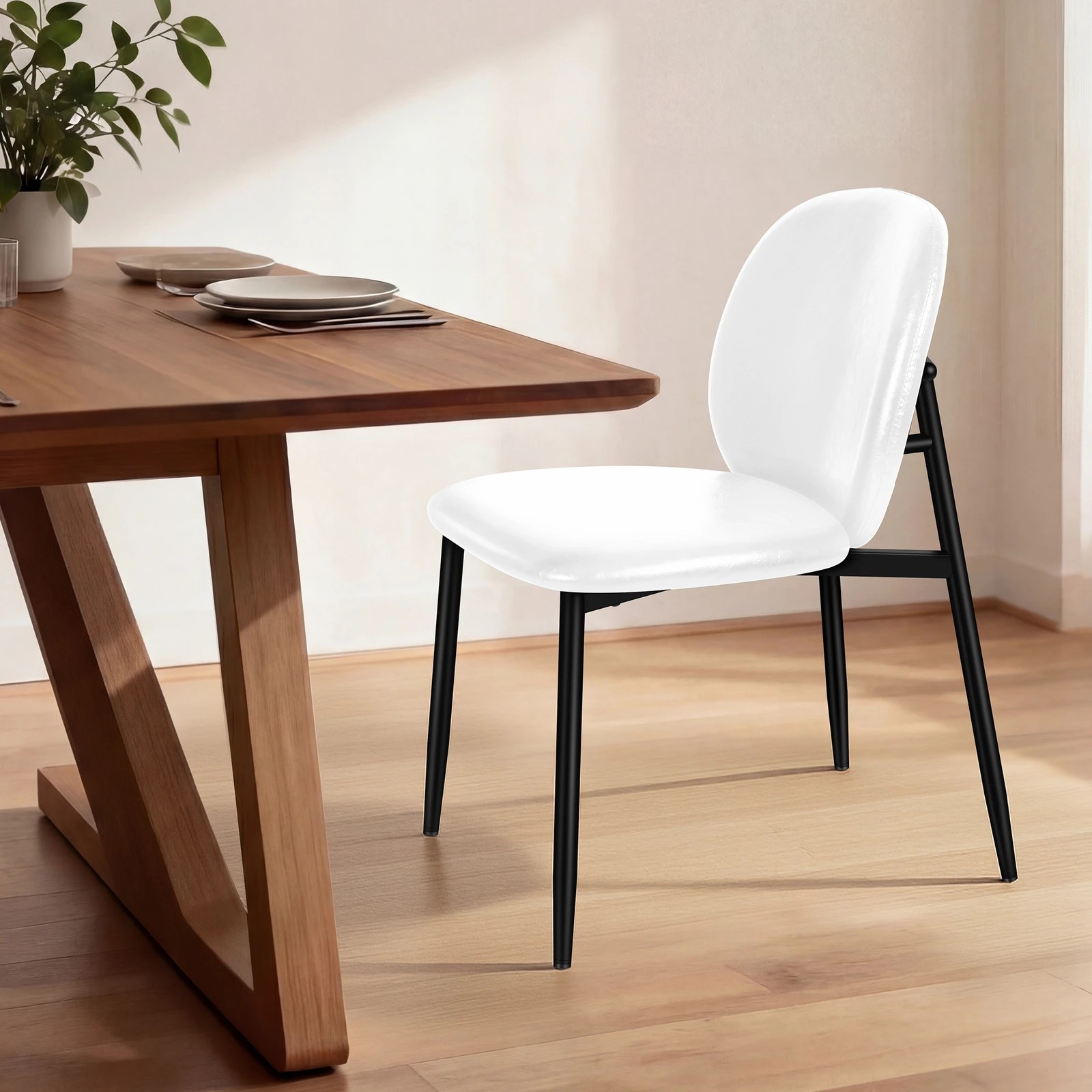 4 Alfordson 2x Dining Chairs Accent Kitchen Lounge Curved Back PU Leather - White, 4 of 10