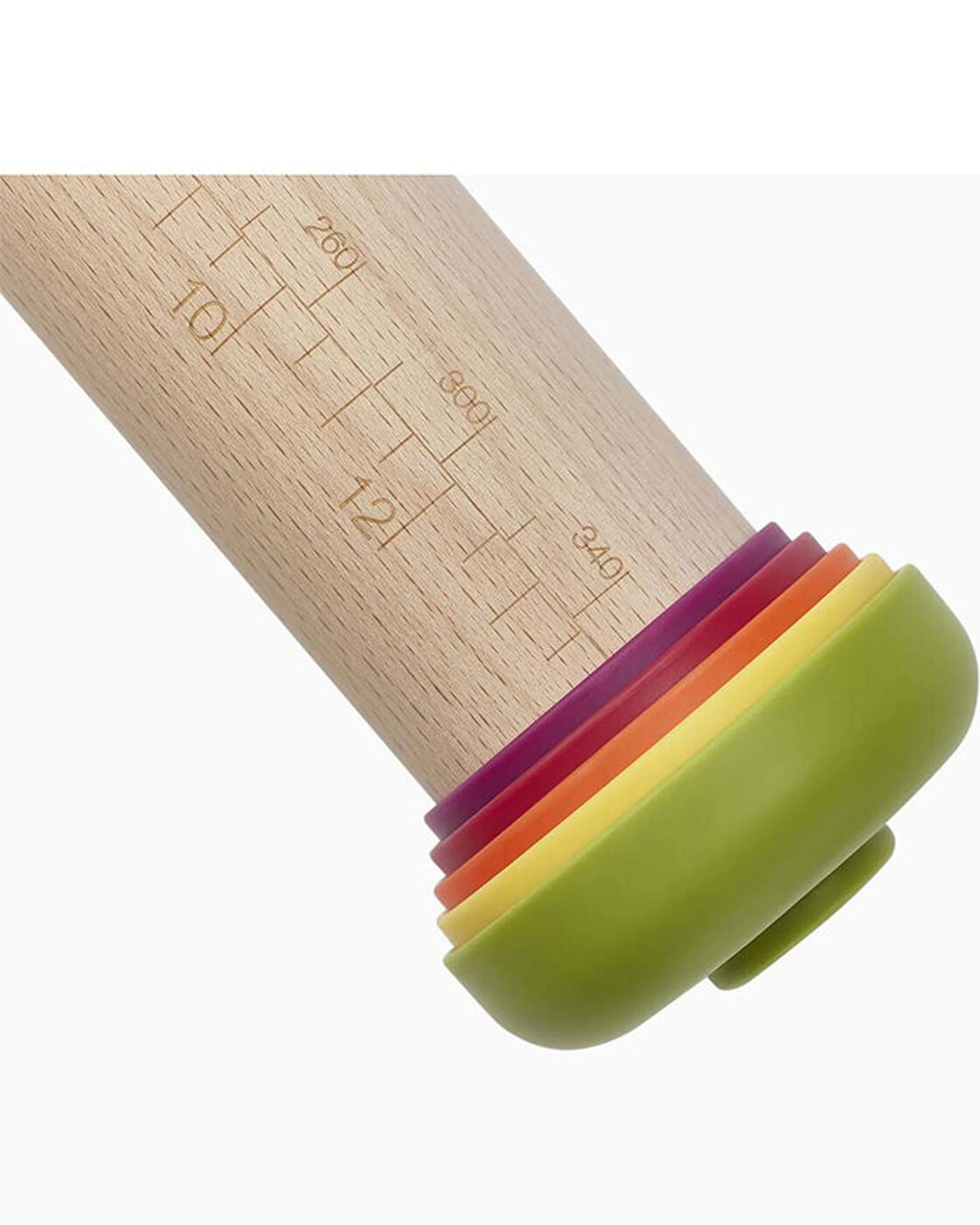 3 Joseph Joseph PrecisionPin 42cm Adjustable Rolling Pin Beech Wood Removable Rings 2PK - Multi, 3 of 6
