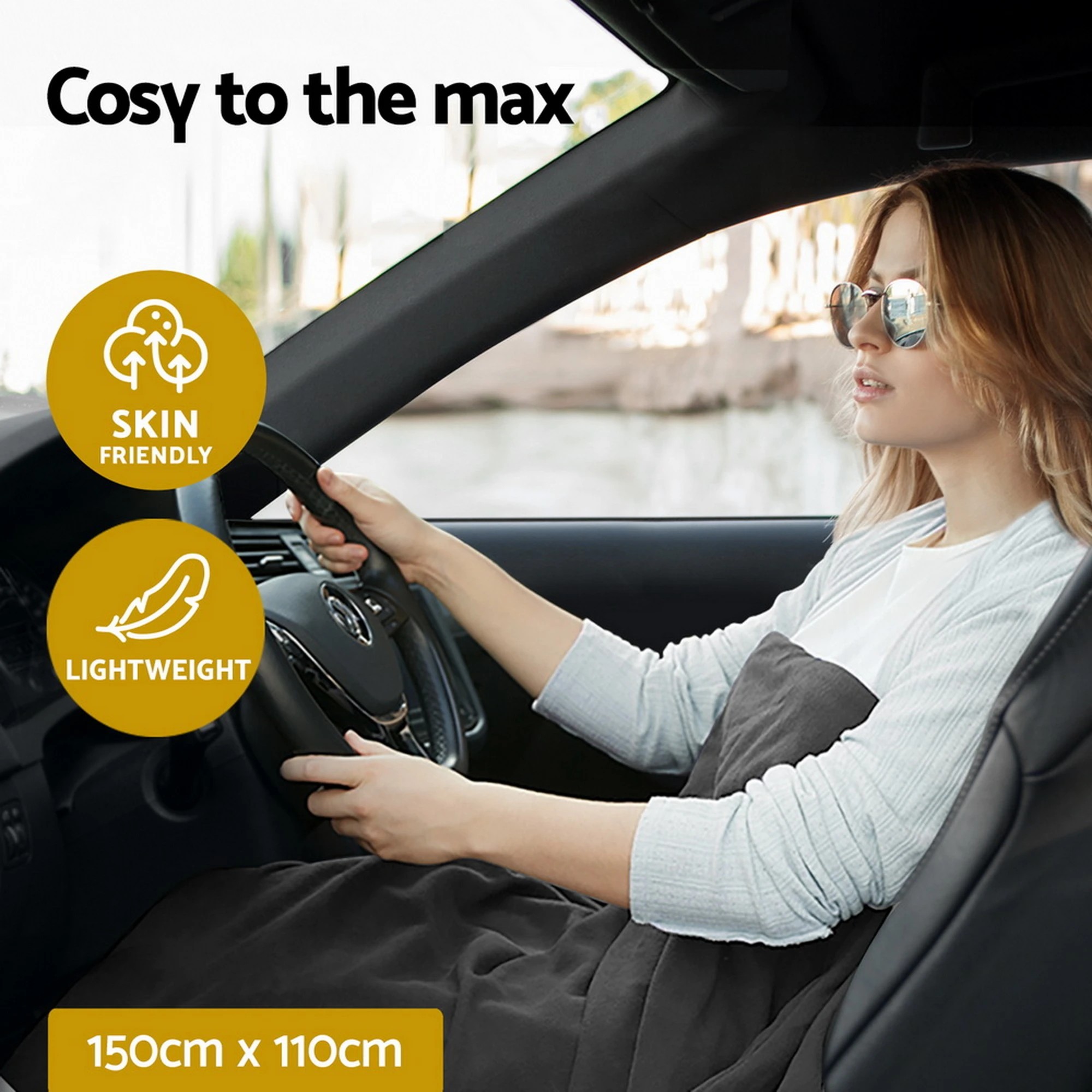 5 Giselle Electric Heated Blanket Car Throw Rug - Grey, 5 of 7