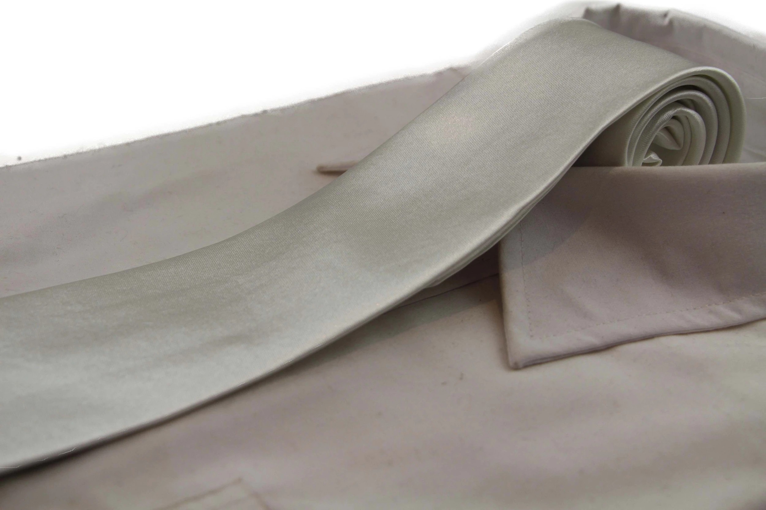 4 Zasel Mens Ivory 8cm Plain Neck Tie - Natural, 4 of 4