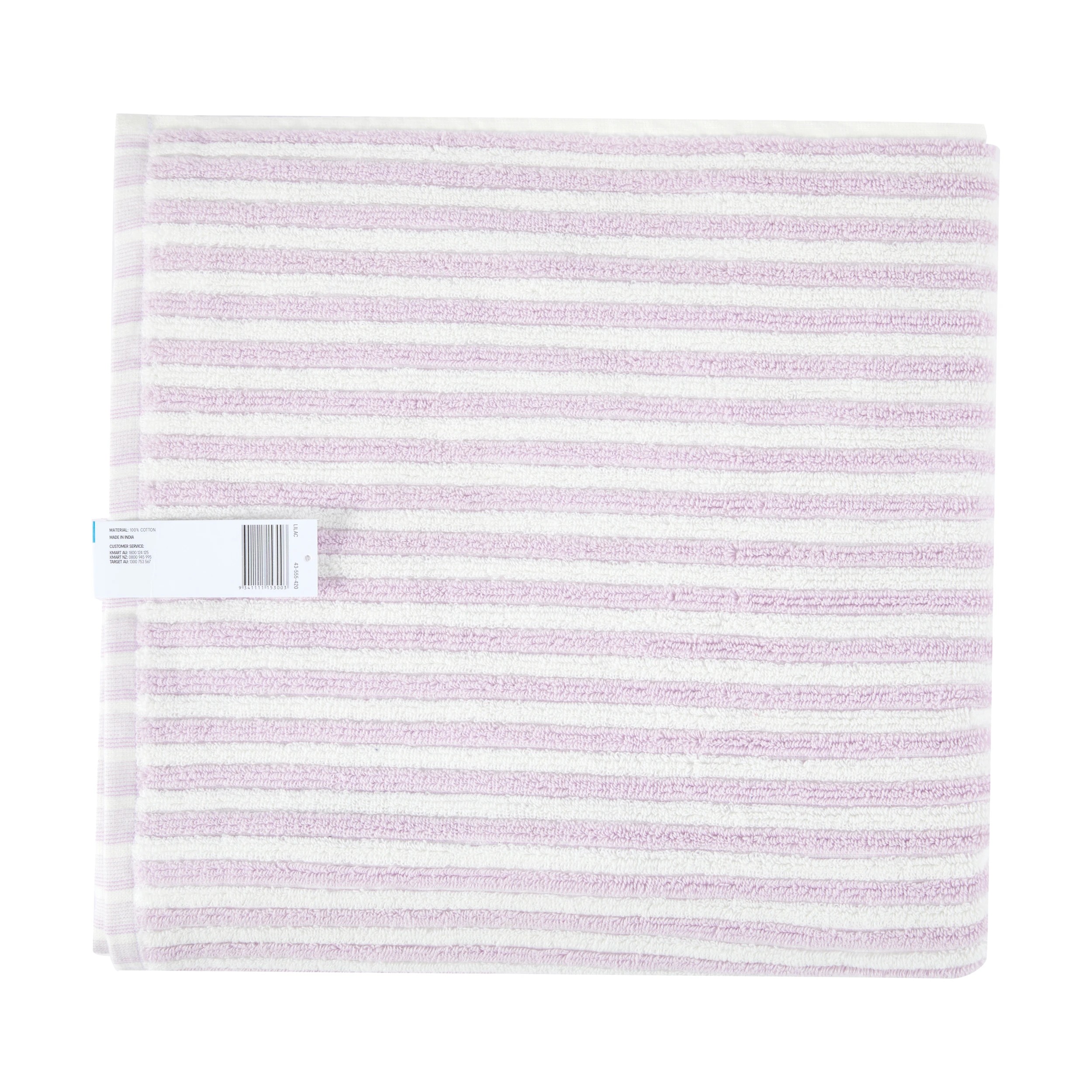 6 Cotton Reversible Stripe Bath Towel - Lilac, 6 of 6