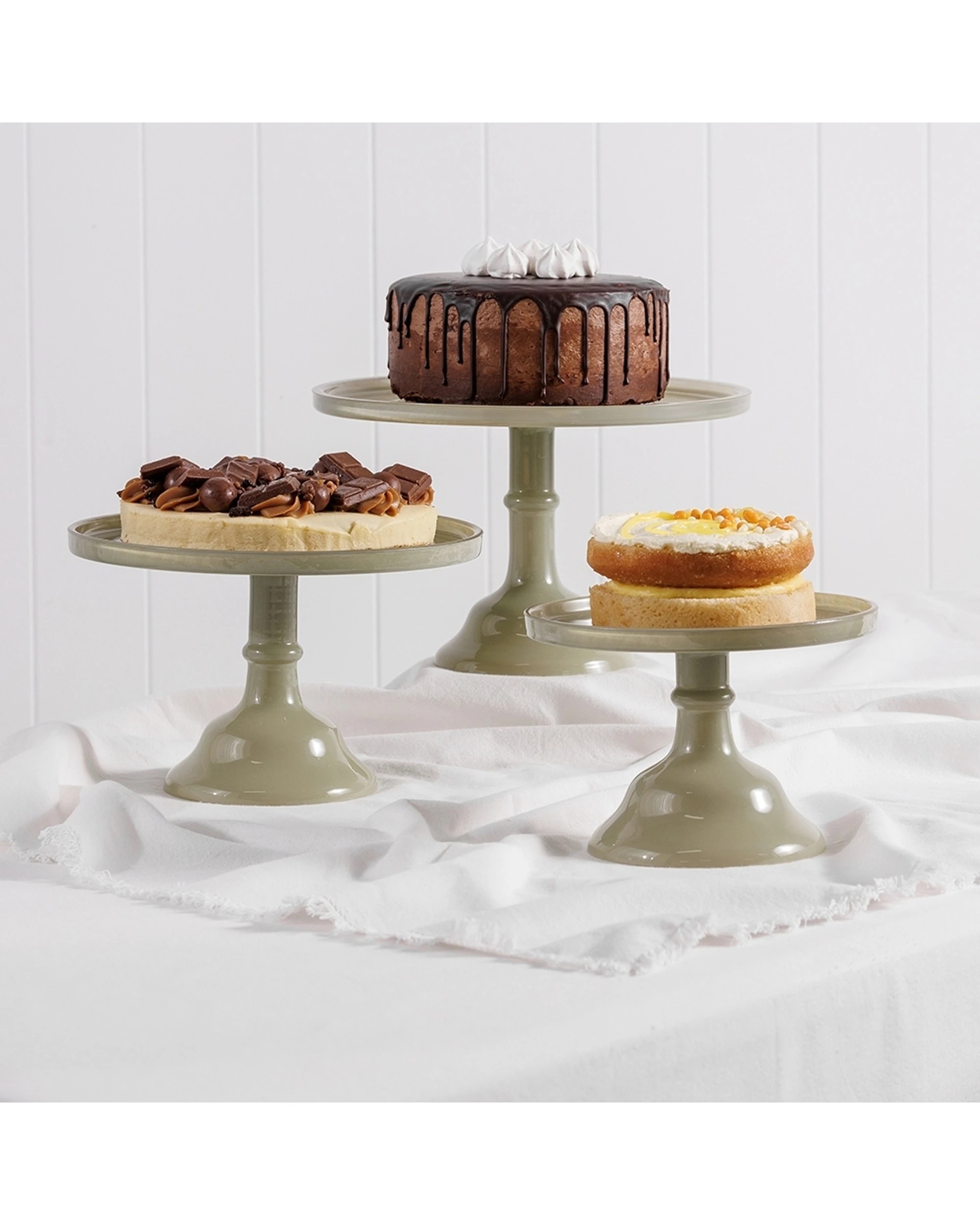 3 Ecology Glass Torte Cake Stand Dessert Display 19x13cm Sage - Green, 3 of 3