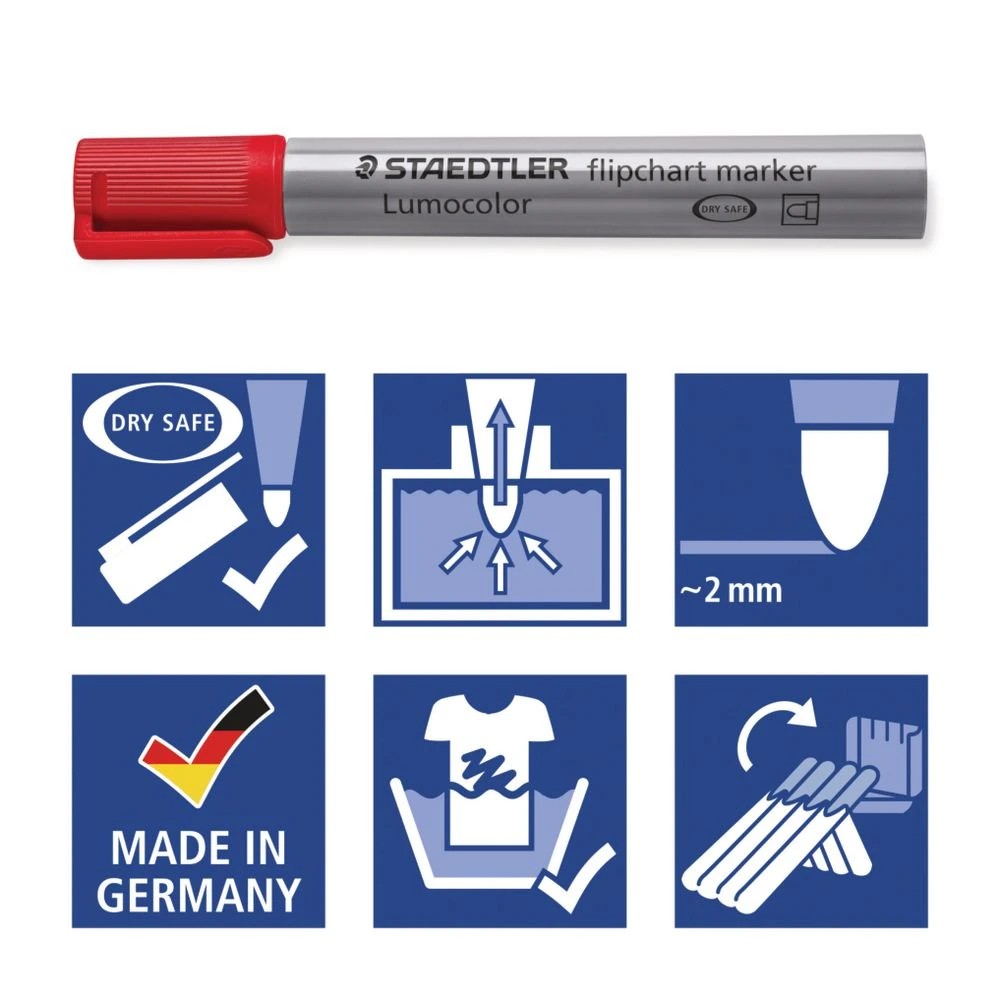 8 Staedtler Lumocolor Flipchart Markers Assorted 4 Pack, 8 of 10