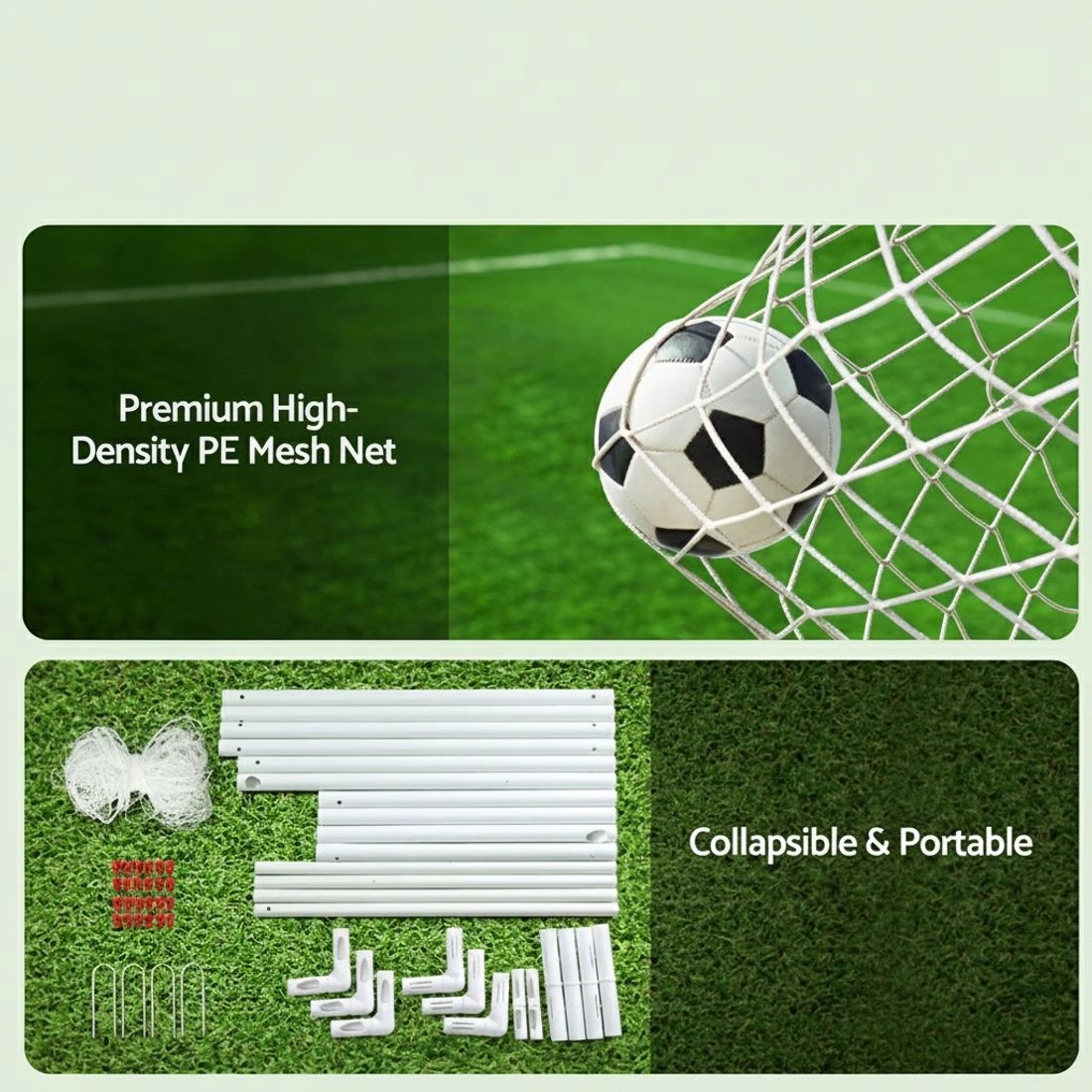 5 Everfit 8FT Soccer Football Goal Net UPVC Frame with PE Mesh Weatherproof Portable Goals for Backyard Training - White, 5 of 6