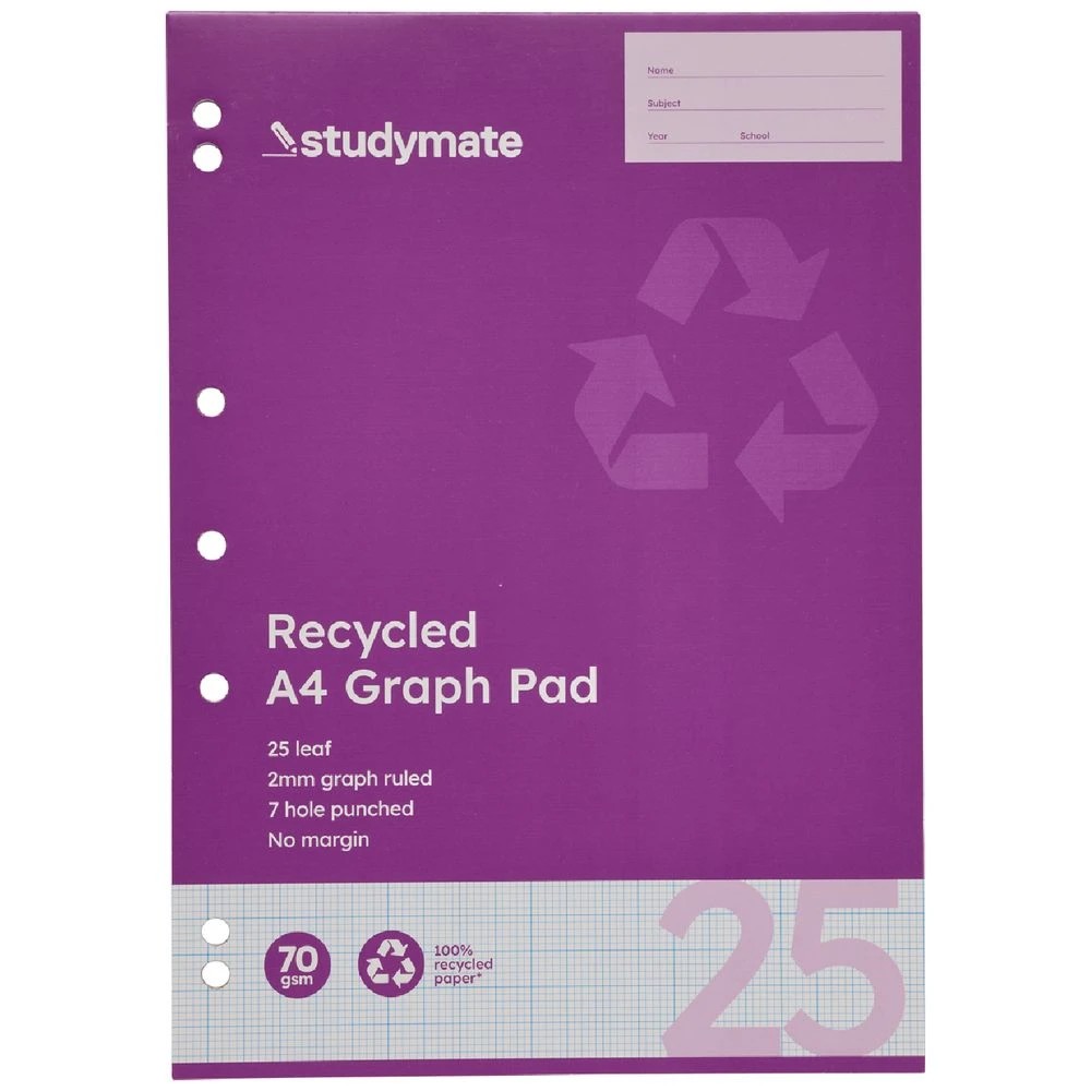 3 Studymate Recycled A4 2mm 25 Page Graph Pad, 3 of 3