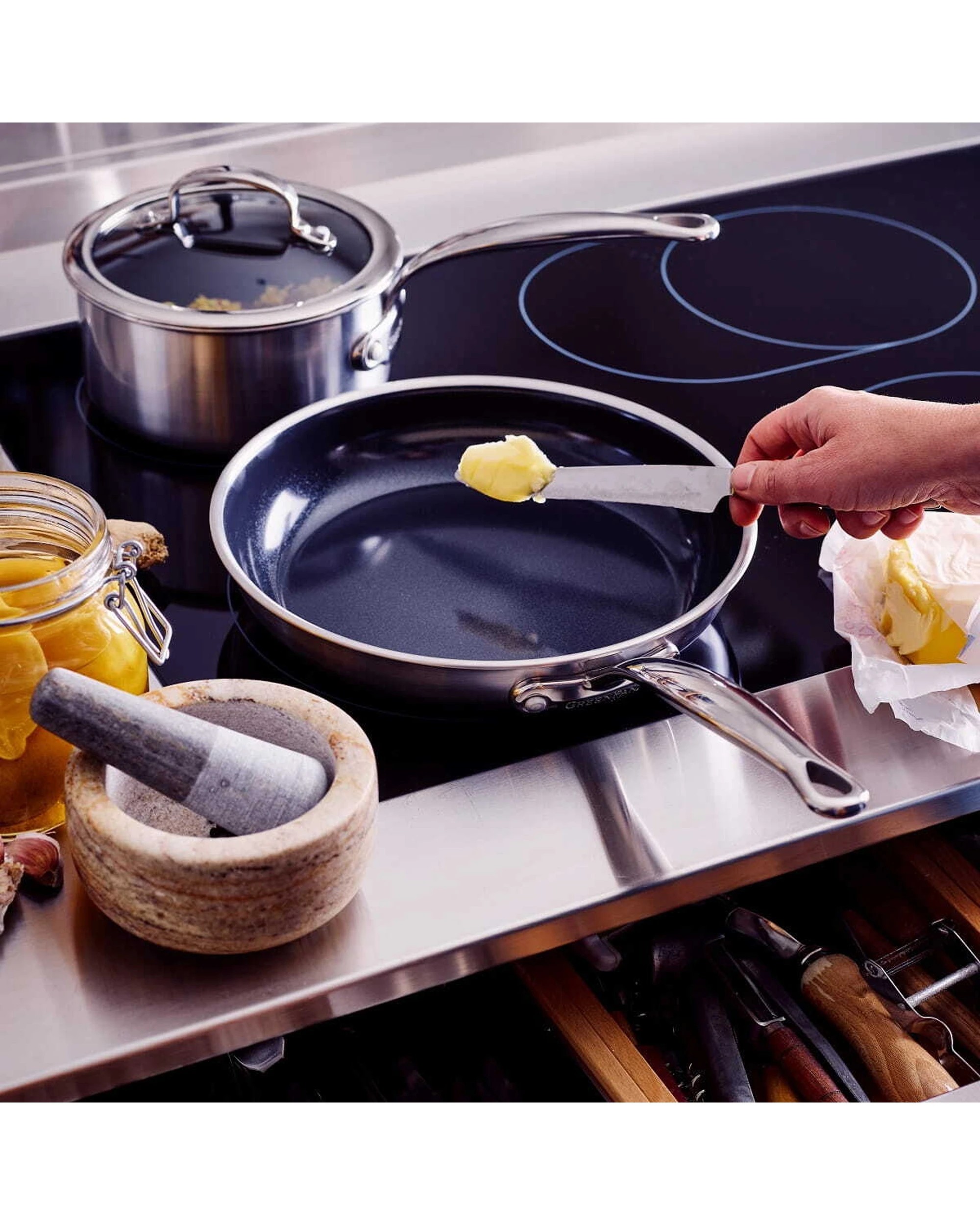 6 Greenpan Premiere Stainless Steel Open Frypan Home Kitchen Cookware 20cm - Silver, 6 of 7