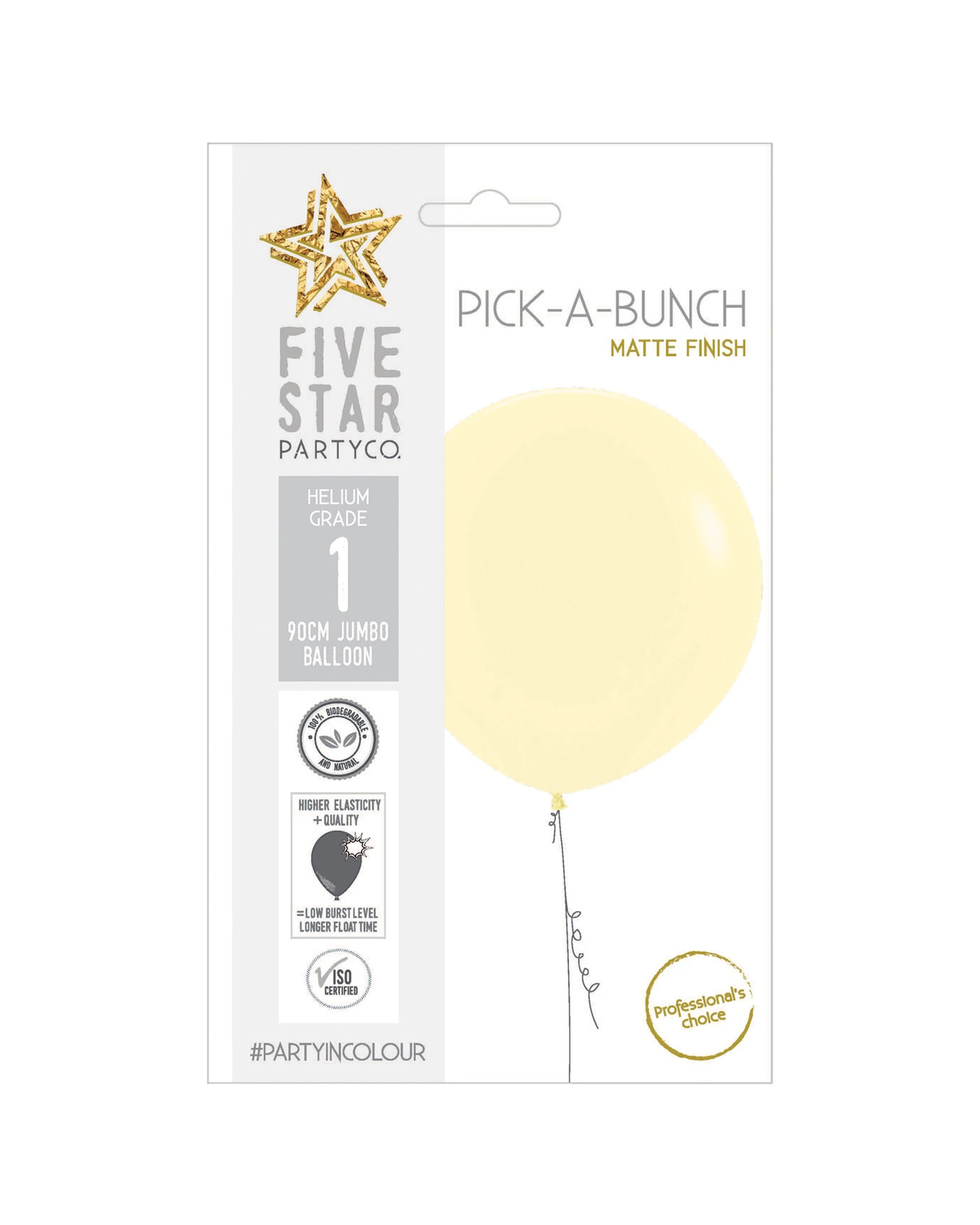 2 Sempertex Five Star Jumbo 90cm Pastel Balloon Round - Yellow, 2 of 2