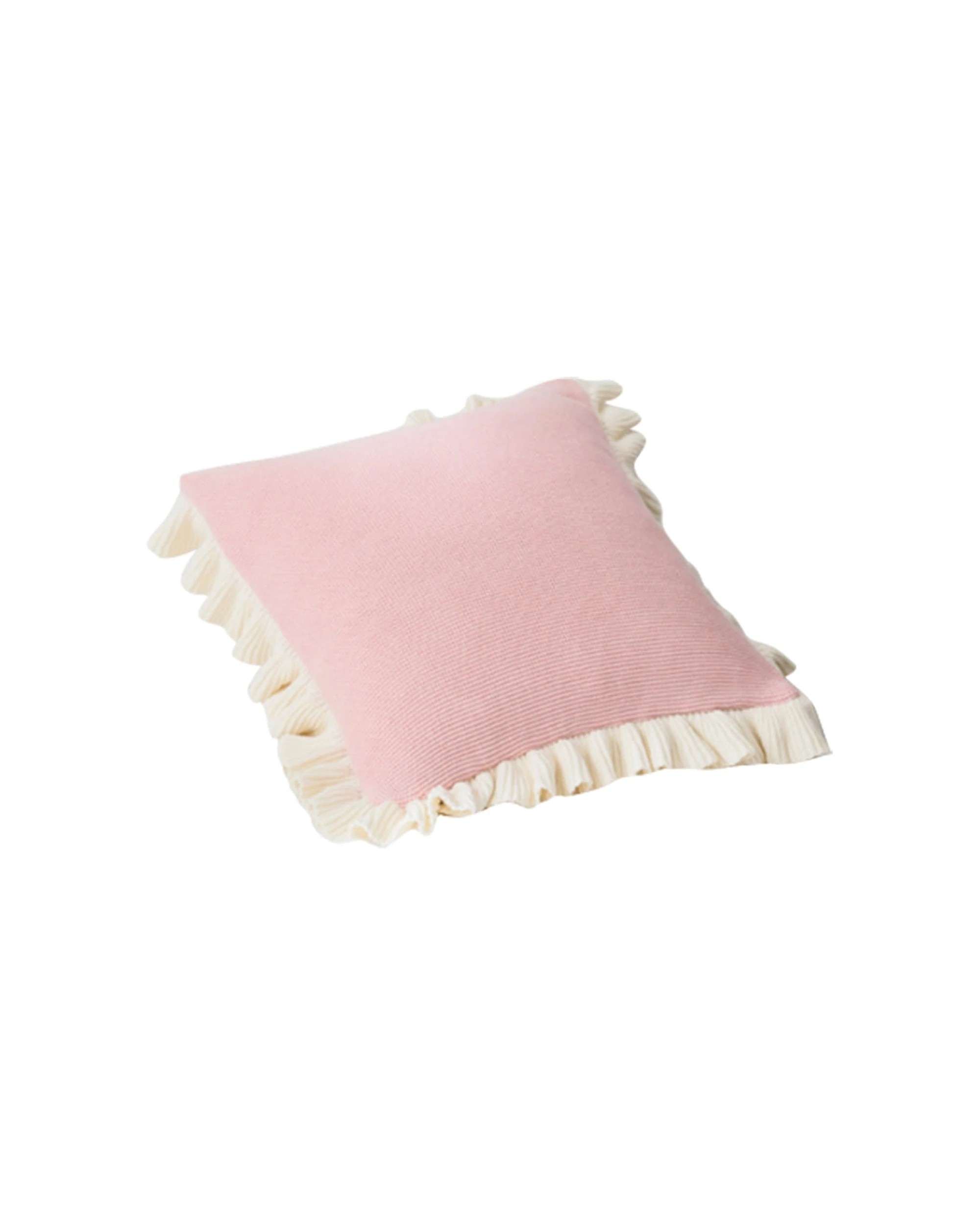 1 Cotton More 100% Cotton Knitted Lotus Flange Cushion Cover 45x45cm - Pink, 1 of 3
