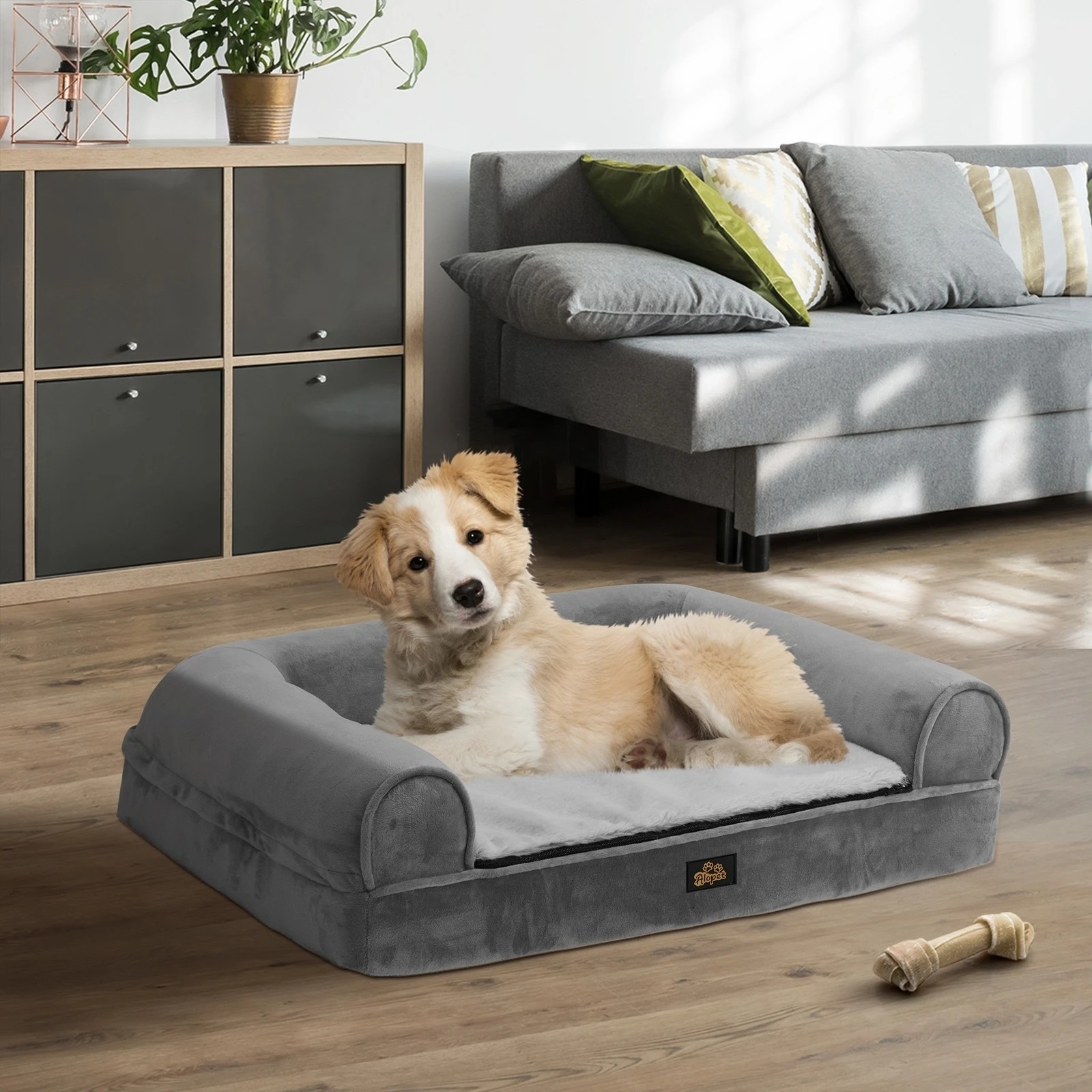 2 Alopet Orthopedic Dog Bed Memory Foam Pet Calming Sofa Removable Cover Large
 - Grey, 2 of 7