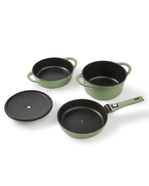 3 Piece Cast Aluminium Cookware Set - Green