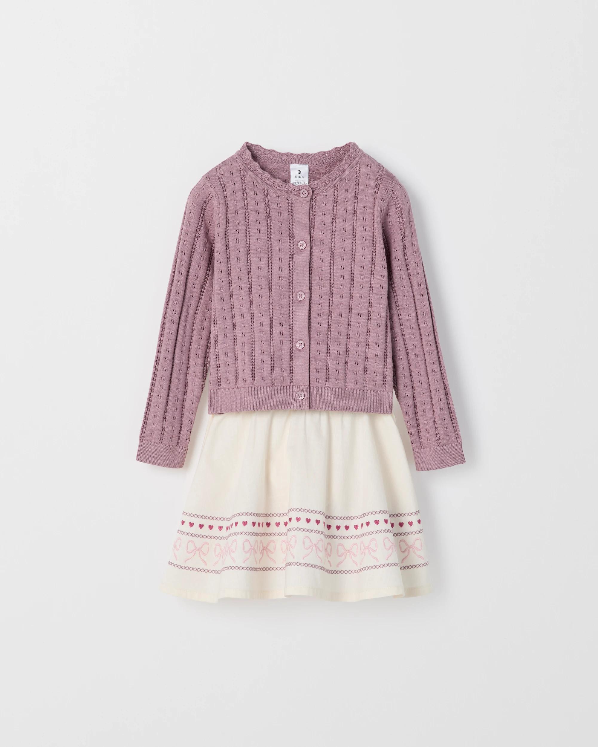 1 Target Kids Australian Cotton Knit Cardigan and Skirt Set PURPLE, 1 of 3