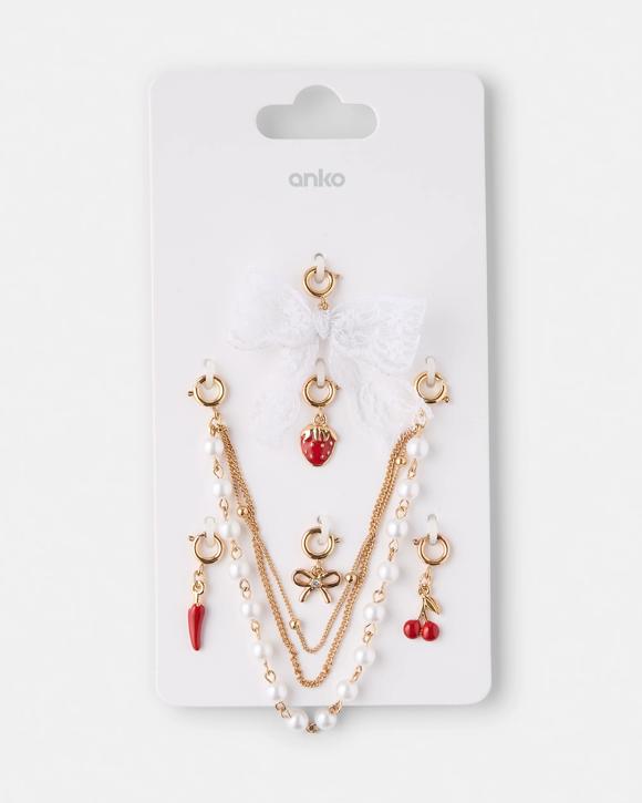 6 Pack Lace Bow Charms - Gold Tone