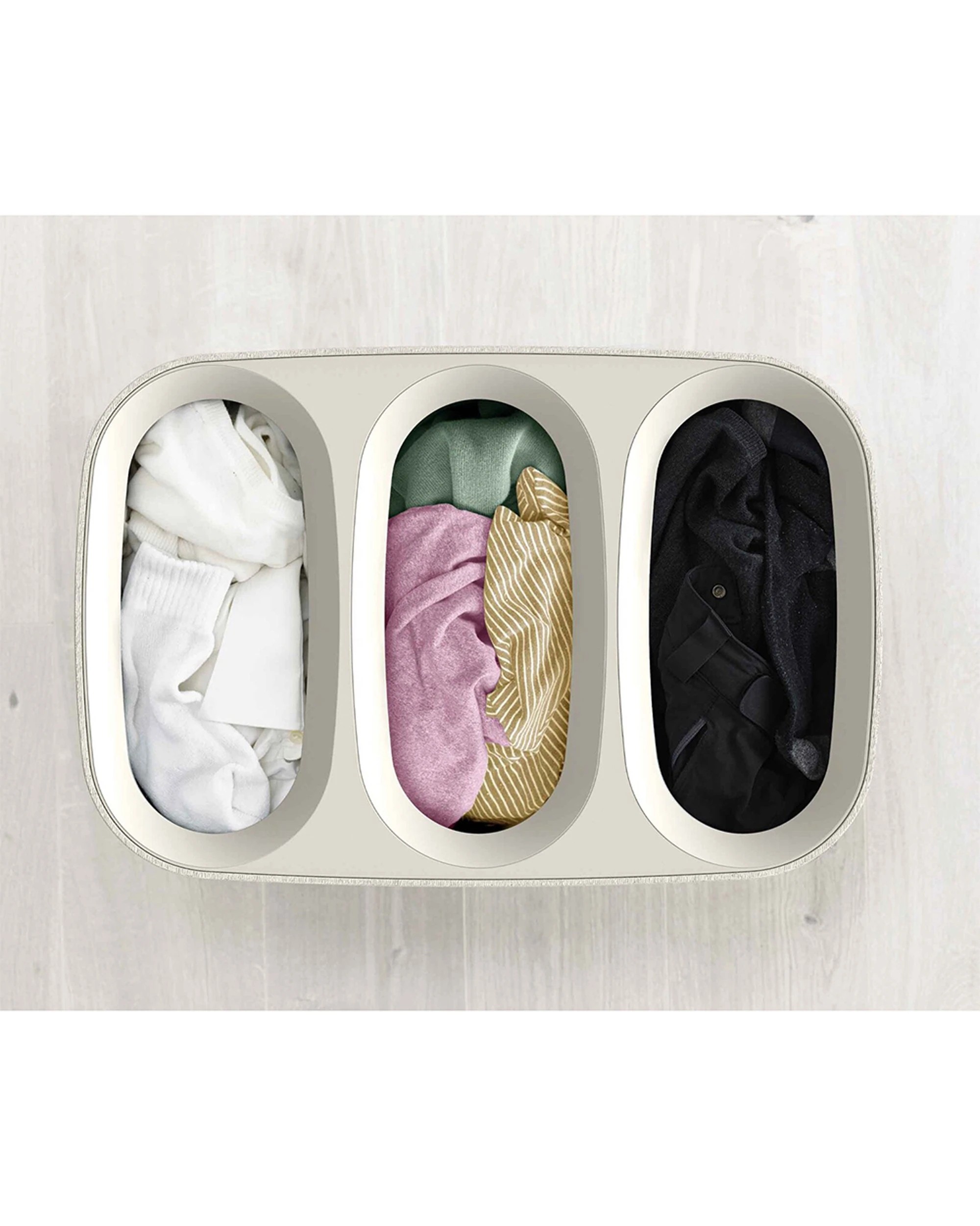 4 Joseph Joseph Tota Trio 90L Laundry Separation Basket Three Compartments Ecru - Beige, 4 of 6