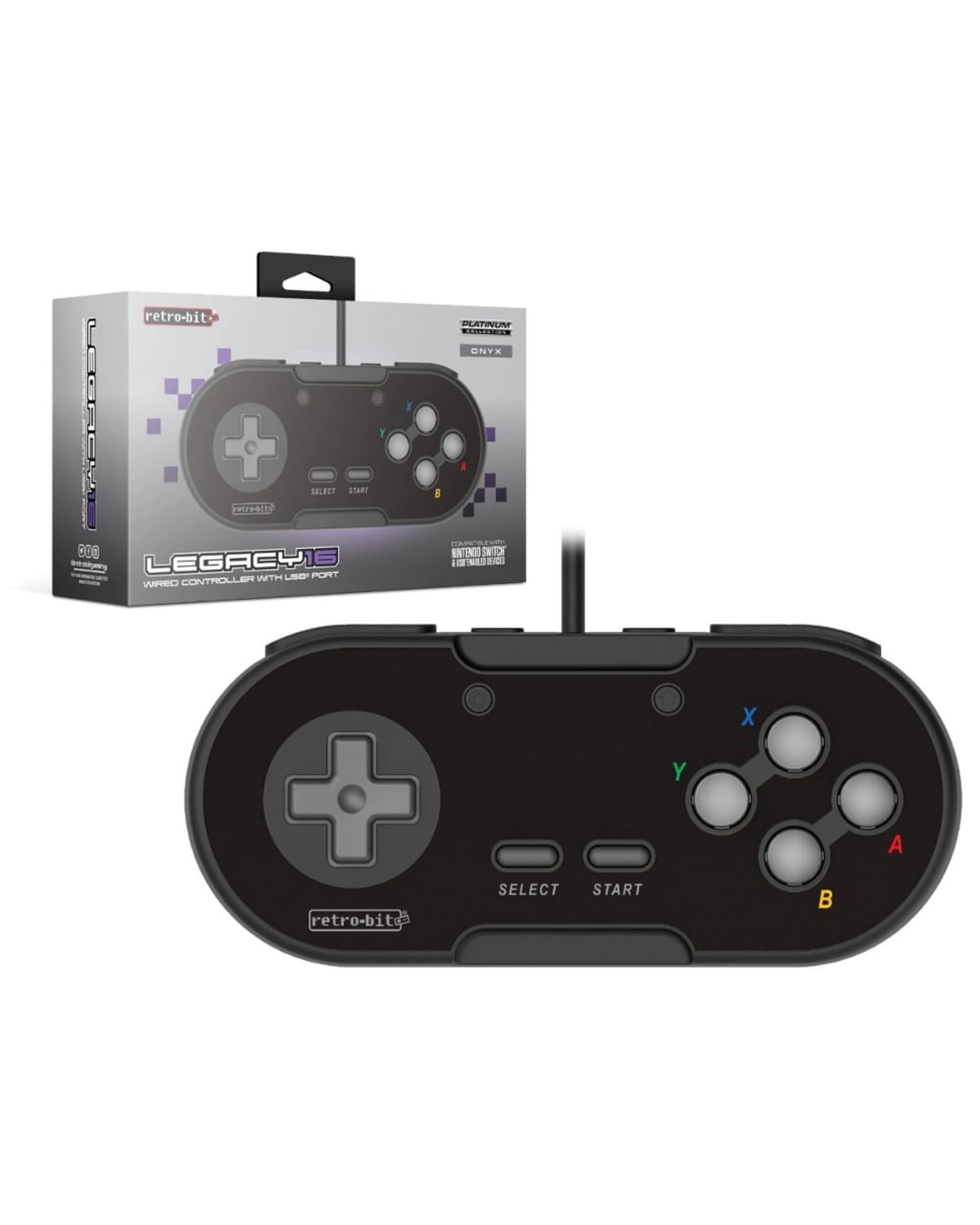 1 Retro-Bit Legacy16 SNES Wired Controller for Nintendo Switch - Onyx Black - Black, 1 of 5