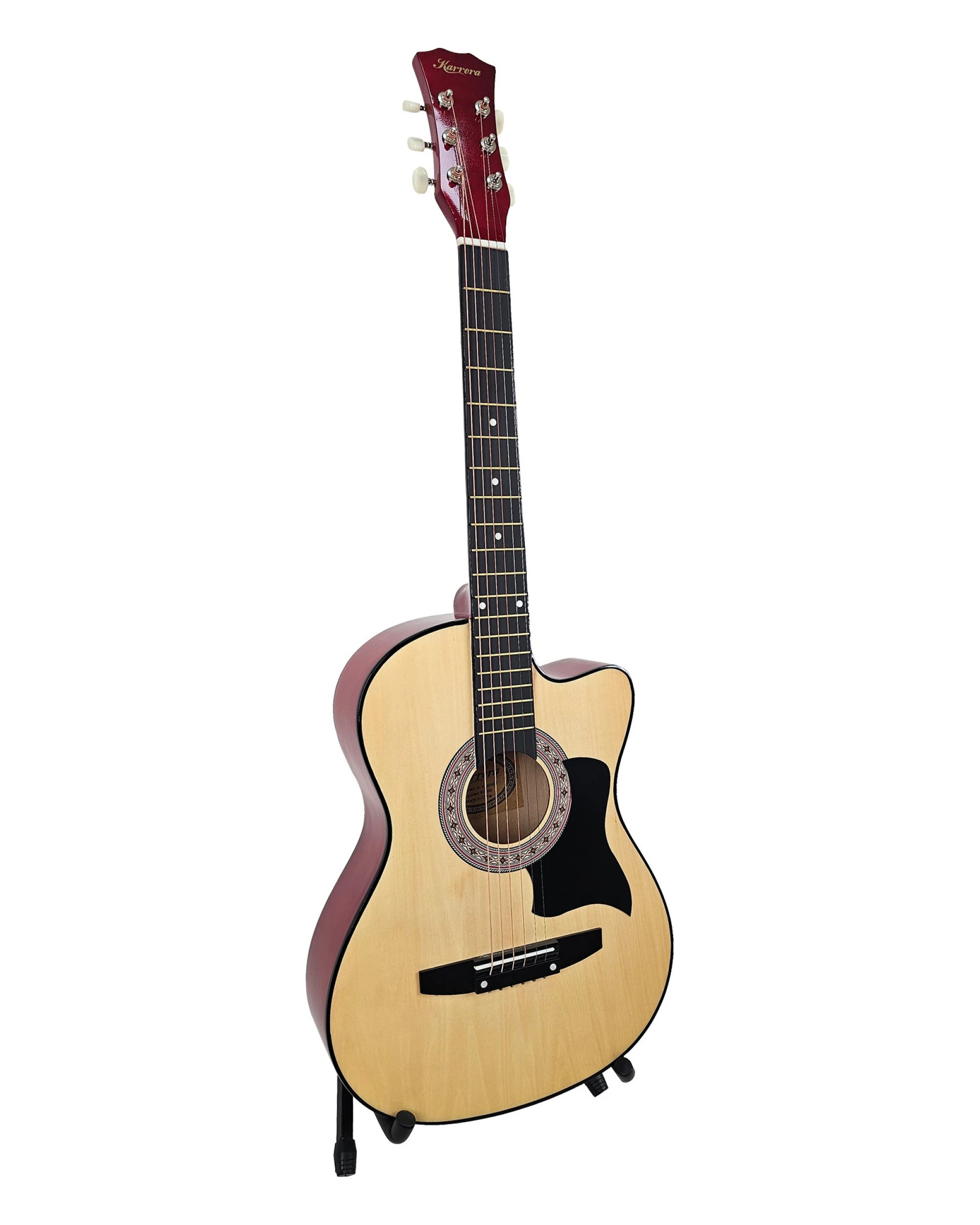 1 Karrera 38in Pro Cutaway Acoustic Guitar with Guitar Bag - Natural, 1 of 9