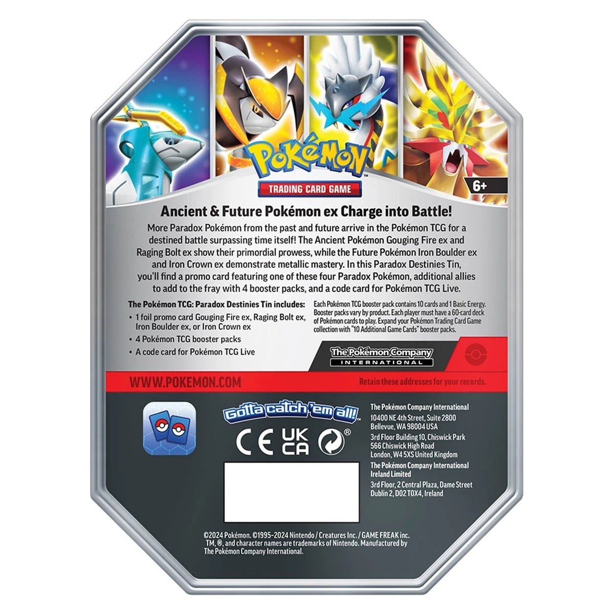 6 Pokemon Trading Card Game: Paradox Destinies Tin - Assorted, 6 of 10