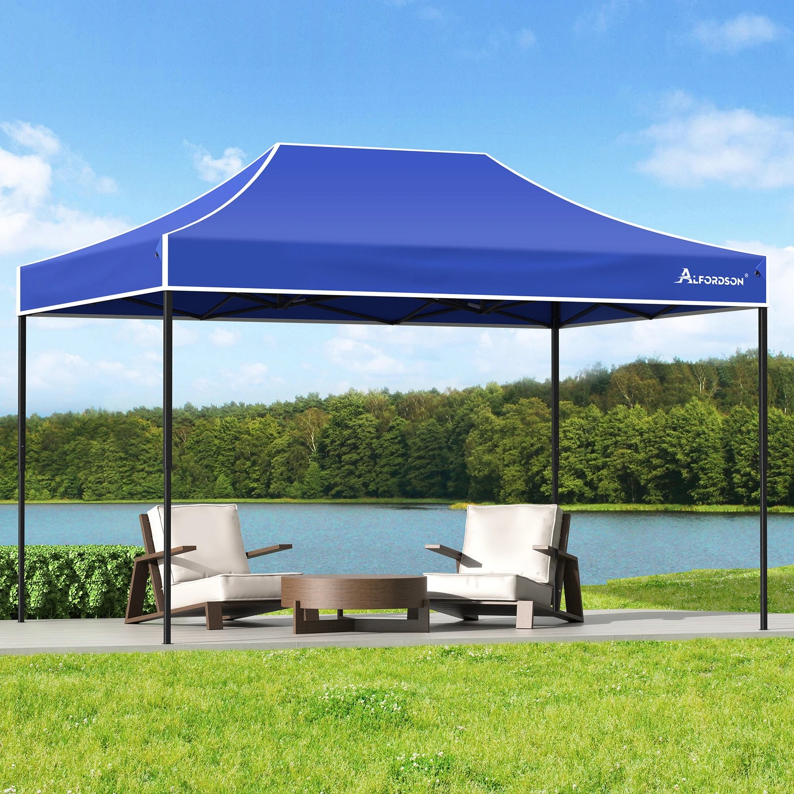 2 Alfordson Gazebo 4.5x3m Pop Up Marquee 600D Oxford Folding Outdoor Tent - Blue, 2 of 10