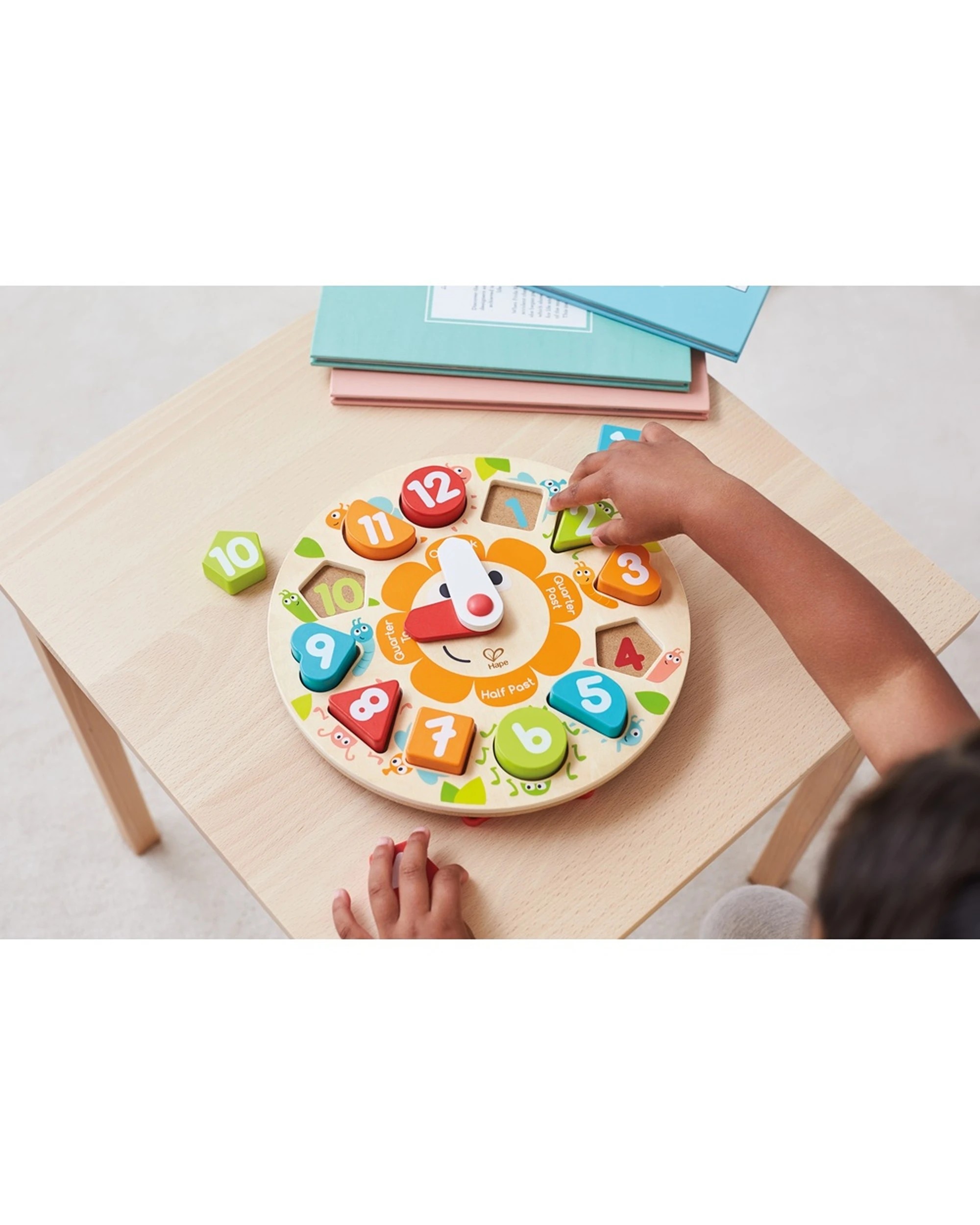 4 Hape Chunky Clock Puzzle Learn To Tell Time Colourful Shapes Educational Toy - Multi, 4 of 4