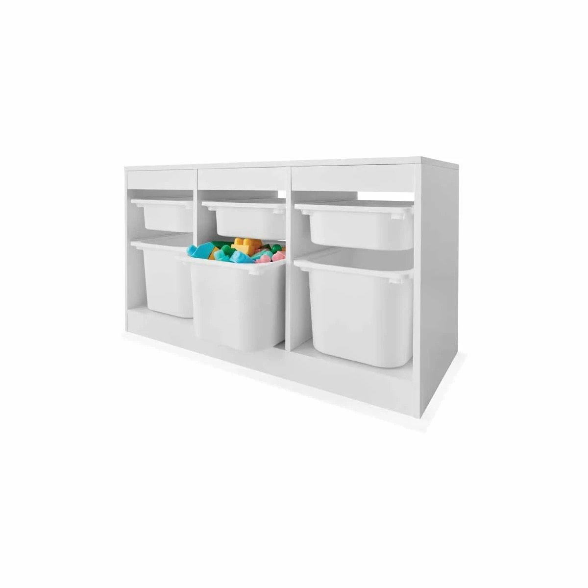 1 Kids Storage Unit with 6 Tubs - White, 1 of 3