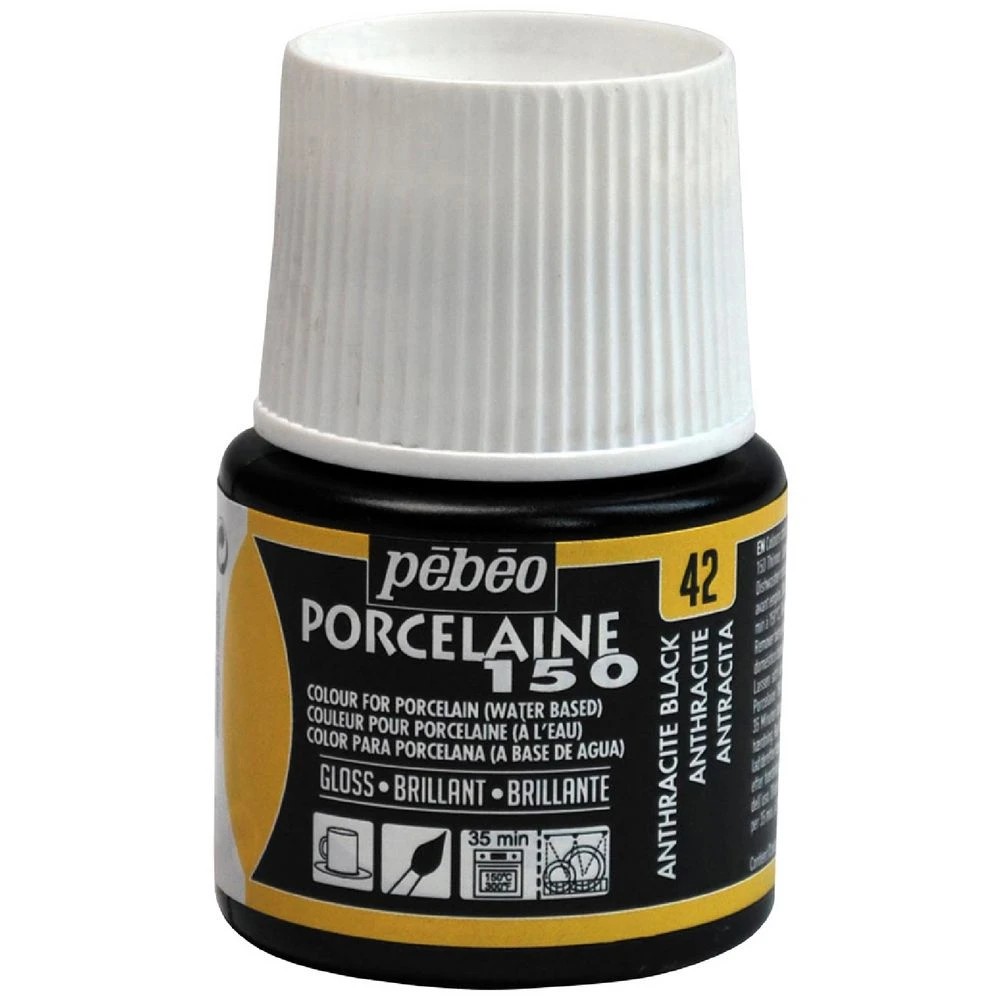 1 Pebeo Porcelaine 150 Paint 45ml Anthracite Black, 1 of 1