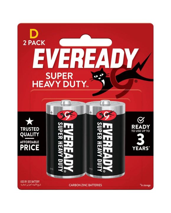Eveready Super Heavy Duty D Batteries 2 Pack
