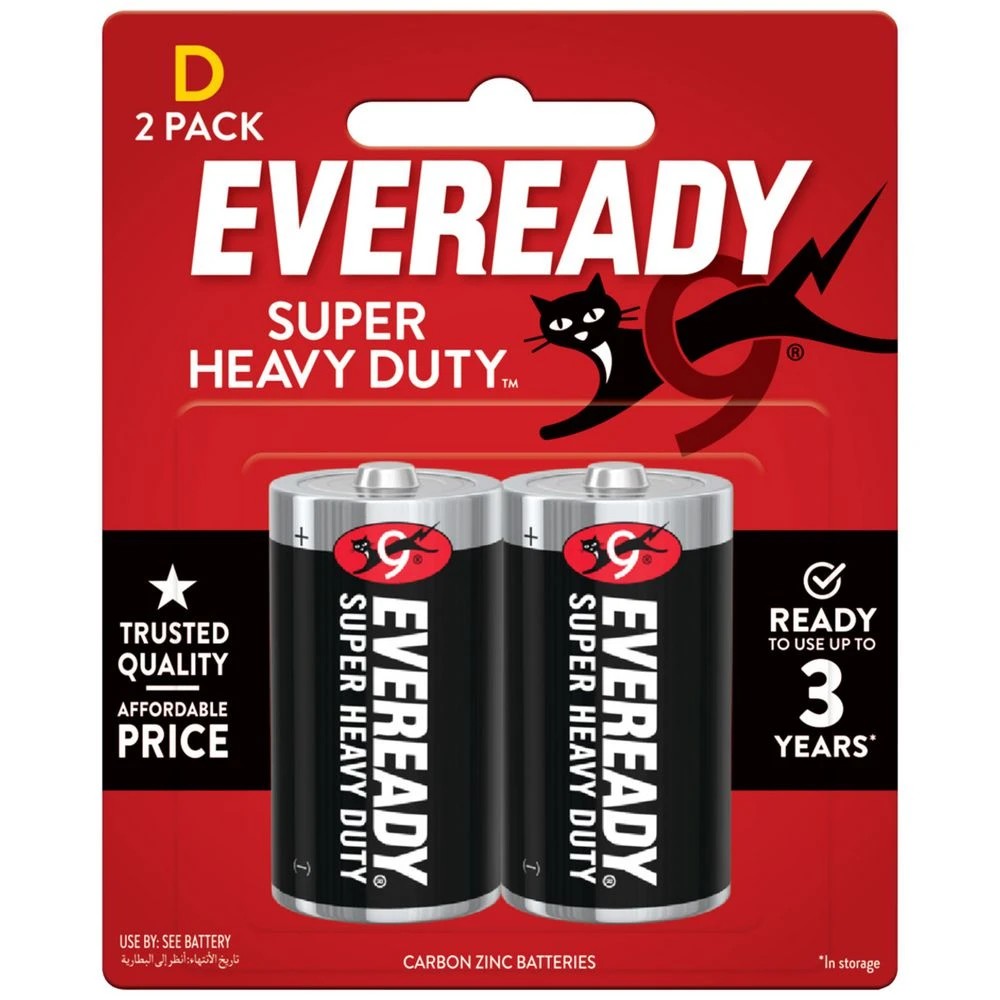 1 Eveready Super Heavy Duty D Batteries 2 Pack, 1 of 1