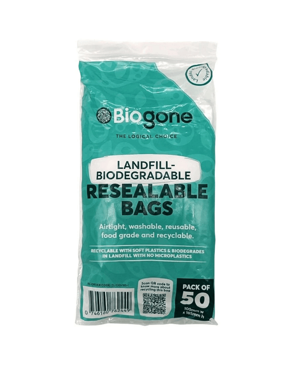 Bio-Gone Resealable Zip Lock Bag 100 x 185 mm 50 Pack