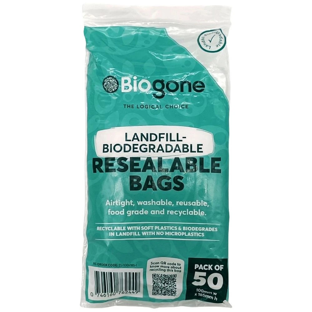 1 Bio-Gone Resealable Zip Lock Bag 100 x 185 mm 50 Pack, 1 of 1