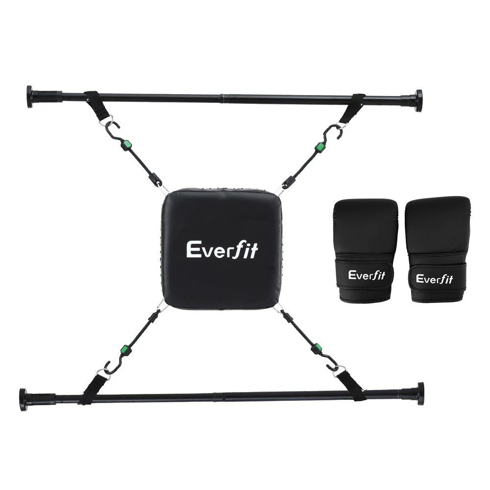 1 Everfit Doorway Punching Bag Adjustable Apartment Friendly with Boxing Gloves - Black, 1 of 7