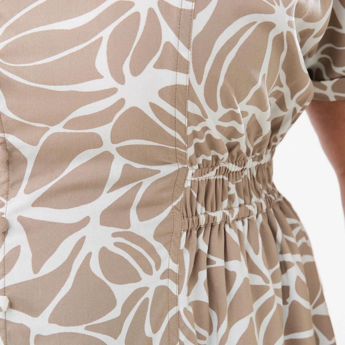 6 Curve Short Sleeve Shirt Midi Dress BROKEN FLORAL DUNE BEIGE, 6 of 6