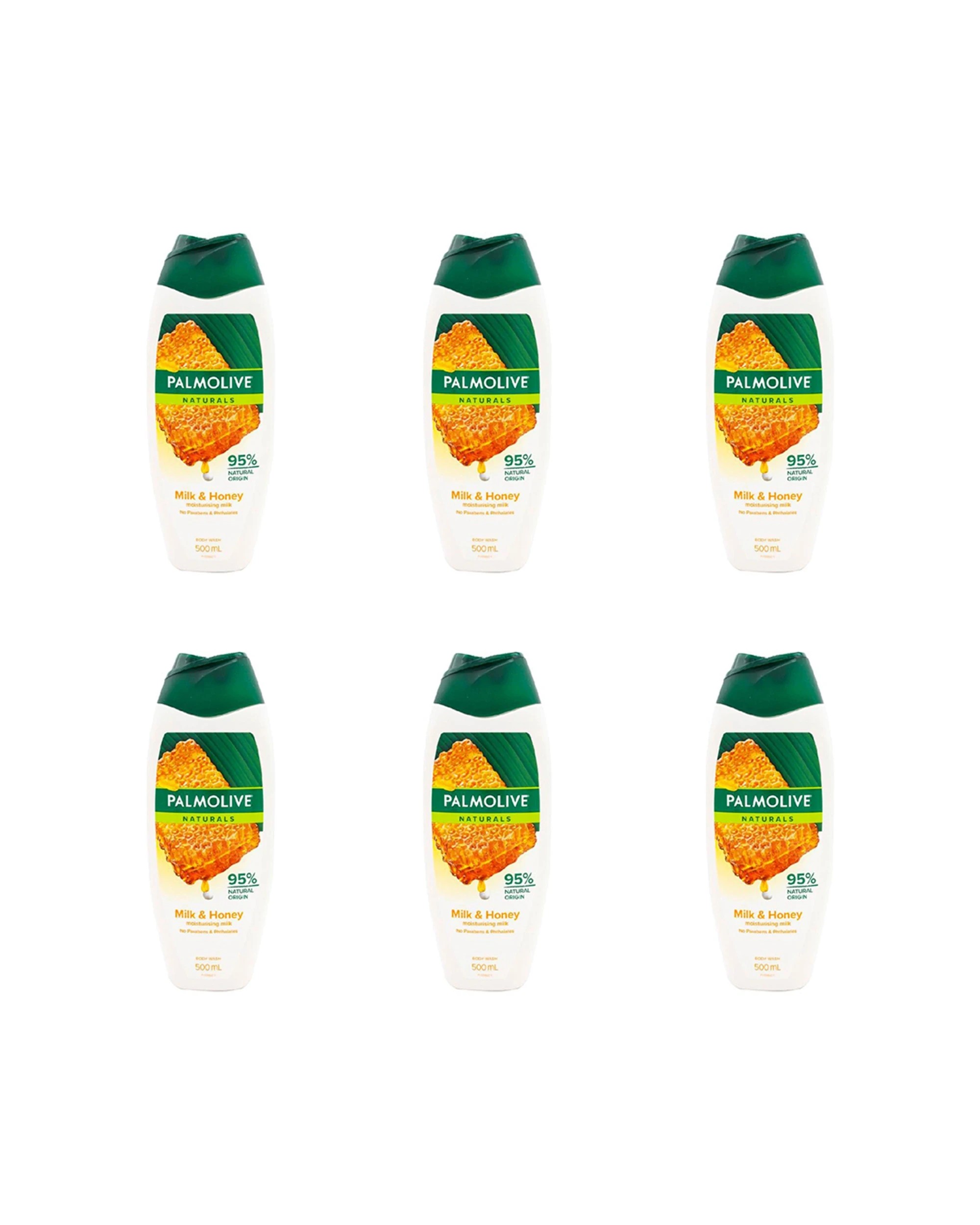 1 Palmolive Naturals 6PK Body Wash 500ml Milk Honey Scent - White, 1 of 4
