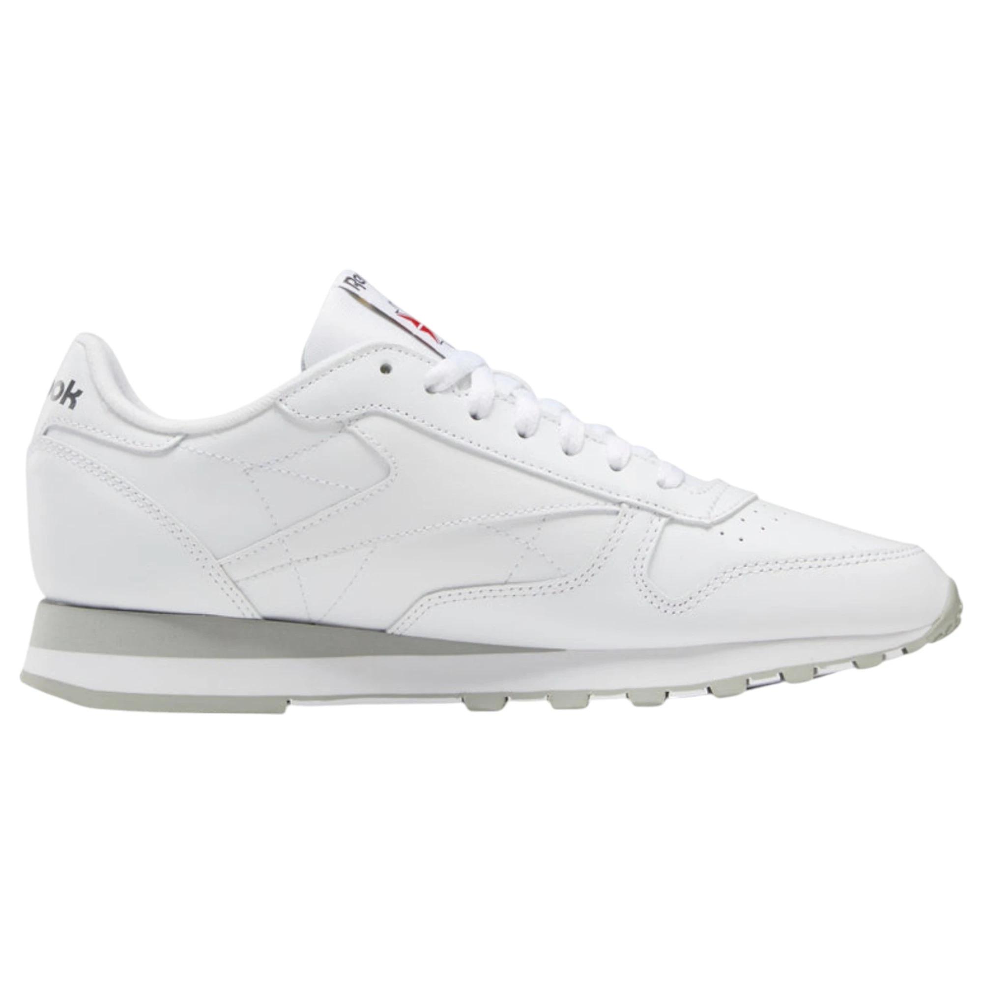 3 Reebok Mens Classic Leather Casual Shoes WHITE/GREY, 3 of 8