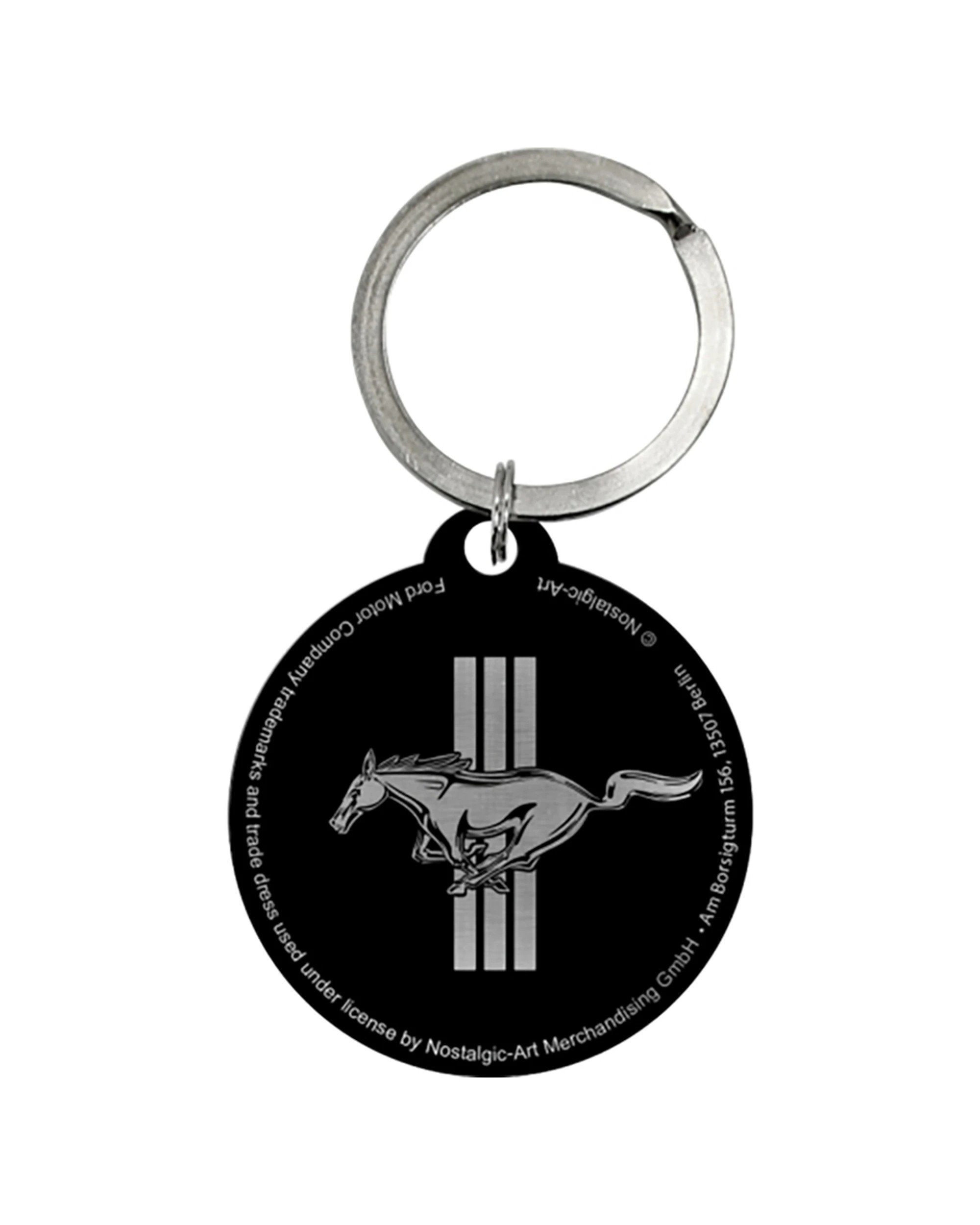 3 Nostalgic-Art Metal Round Keyring Ford Mustang Horse and Stripes Logo - Multi, 3 of 5