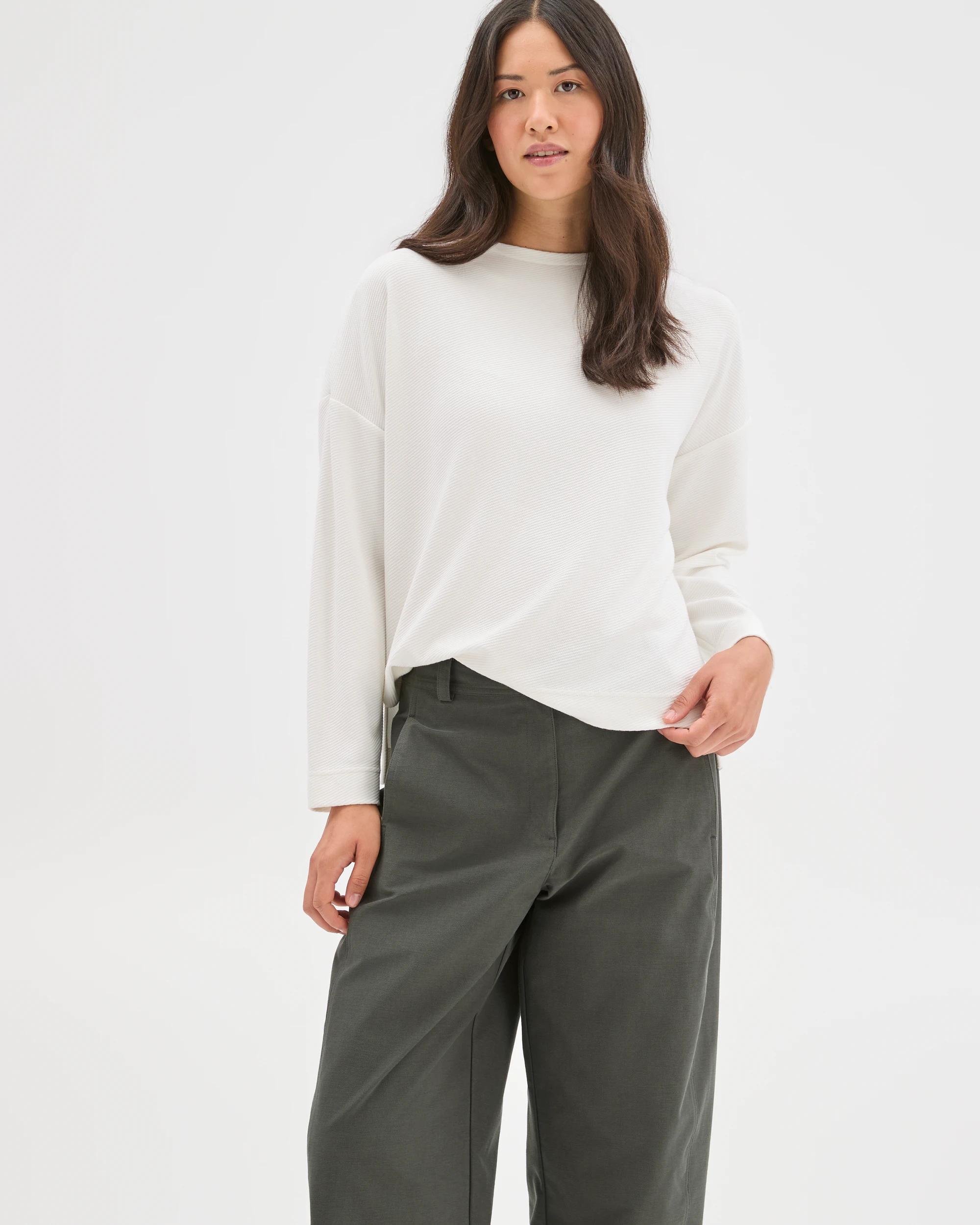 1 Target Woman Long Sleeve Ottoman T-Shirt CLOUD DANCER, 1 of 7