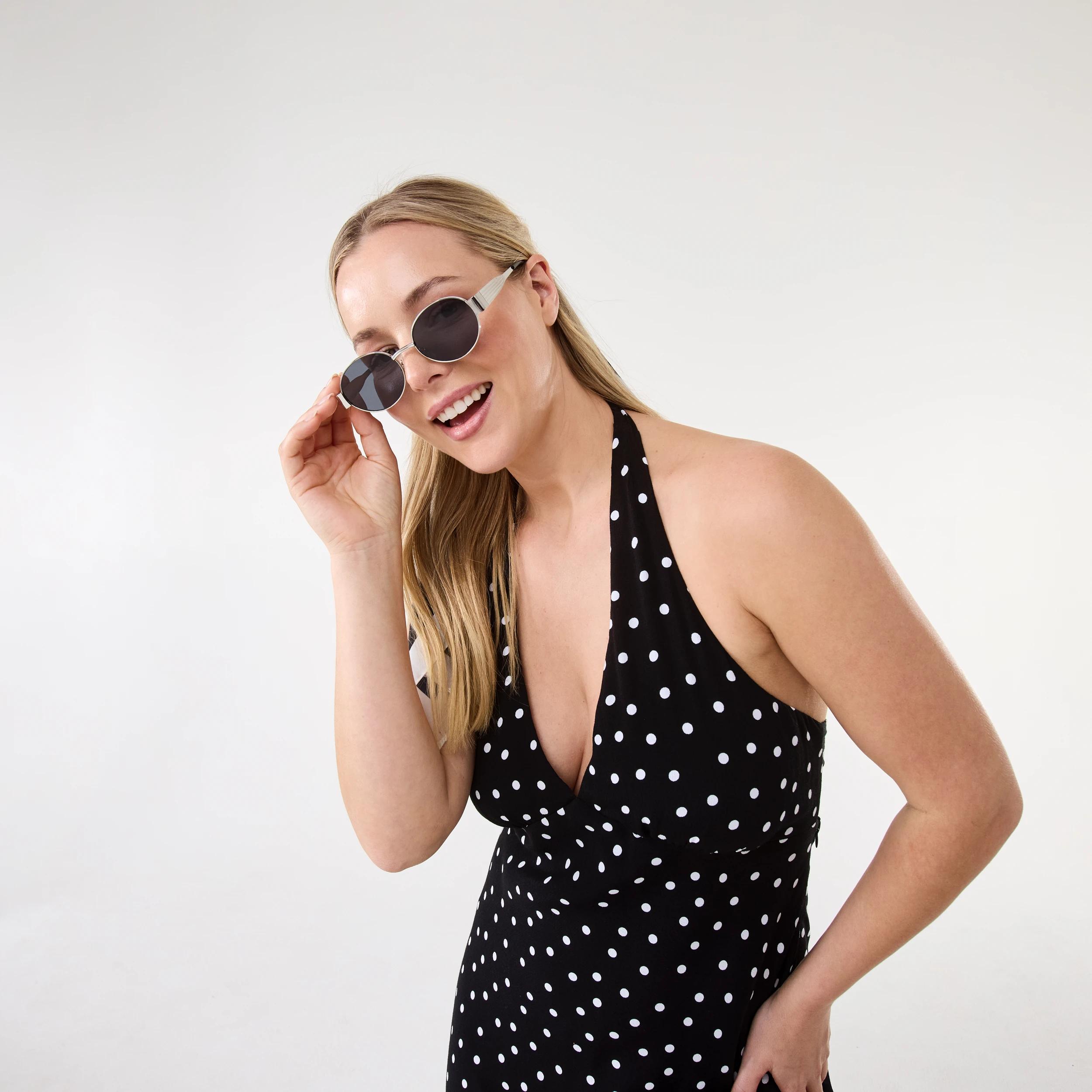 4 Oval Metal Sunglasses Silver, 4 of 6