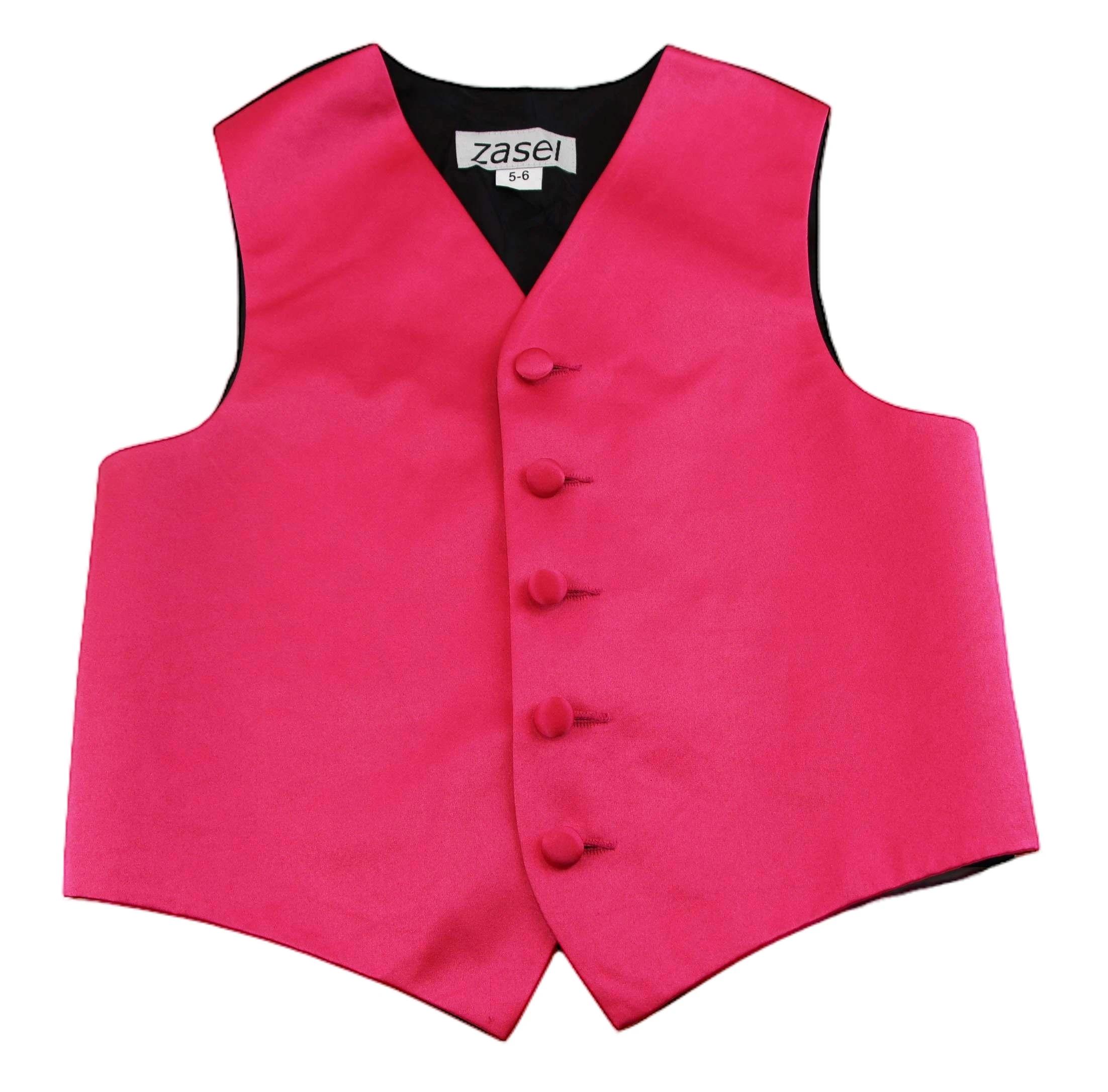 1 Zasel Boys Junior Vest Adjustable Waistcoat HOT PINK, 1 of 4