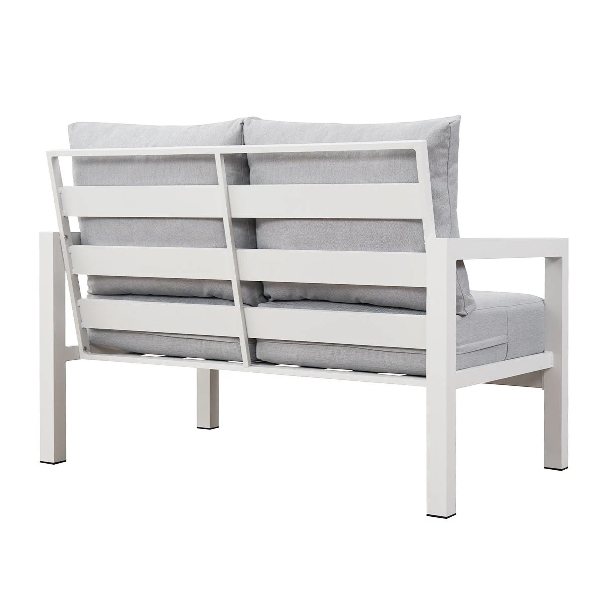 6 Moda Living Coogee 3+2 Seater Aluminium Sofa Lounge Set - Light Grey Cushion - White, 6 of 8