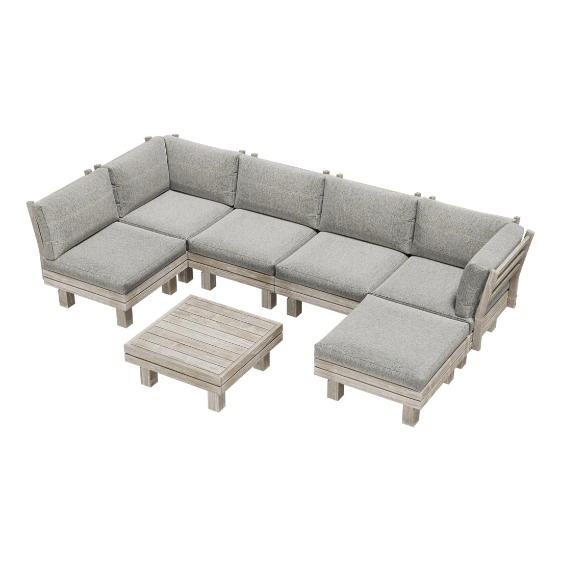 1 Livsip 7 Piece Outdoor Furniture Sofa Set Lounge Setting - Beige, 1 of 9