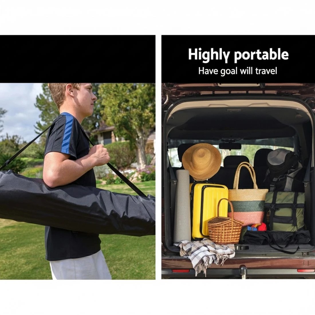 7 Everfit 2.4m Football Soccer Net Portable Goal Net Rebounder Sports Training - Yellow, 7 of 7