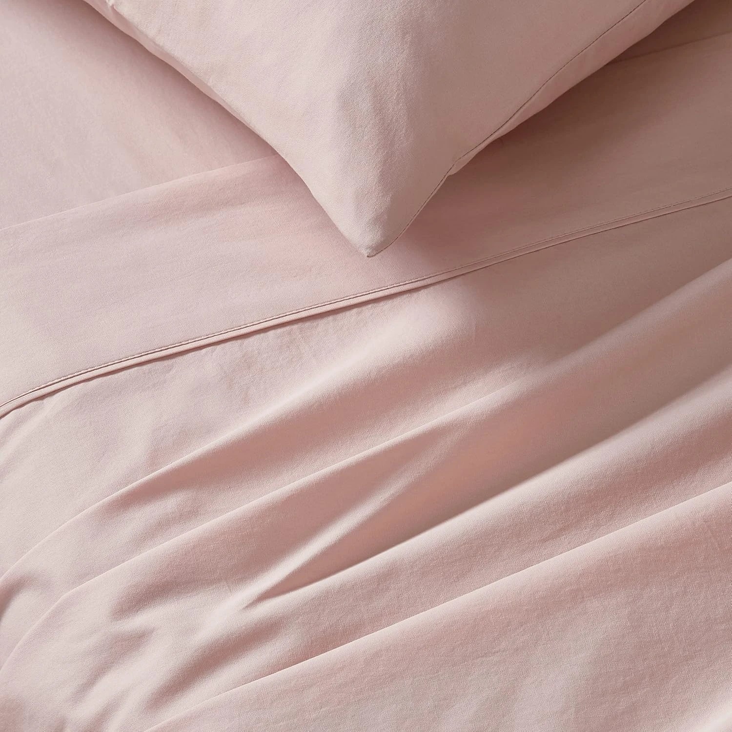 2 Gioia Casa Vintage Washed Cotton Sheet Set Soft Breathable - Double Bed - Pink, 2 of 4