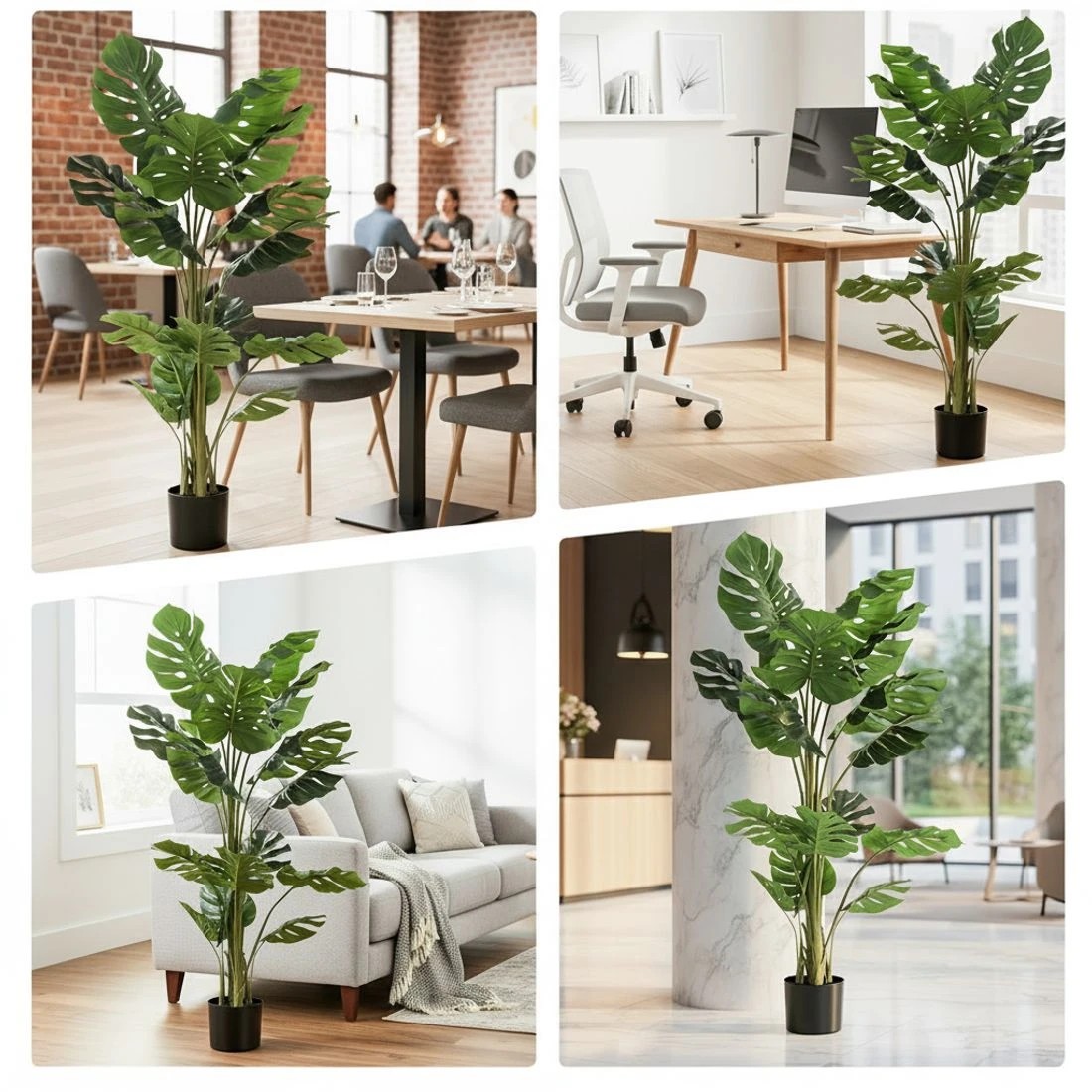 7 Artiss 140cm Artificial Monstera Tree Faux Trees Indoor Decor Artificial Plants Lifelike Plant 1.4M - Green, 7 of 9