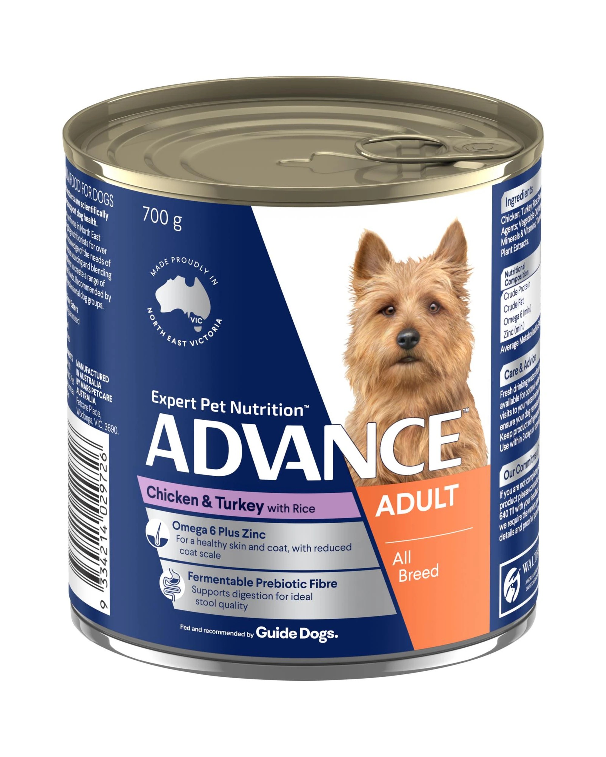 1 Advance Adult All Breed Wet Dog Food Chicken & Turkey w/ Rice 12 x 700g, 1 of 3
